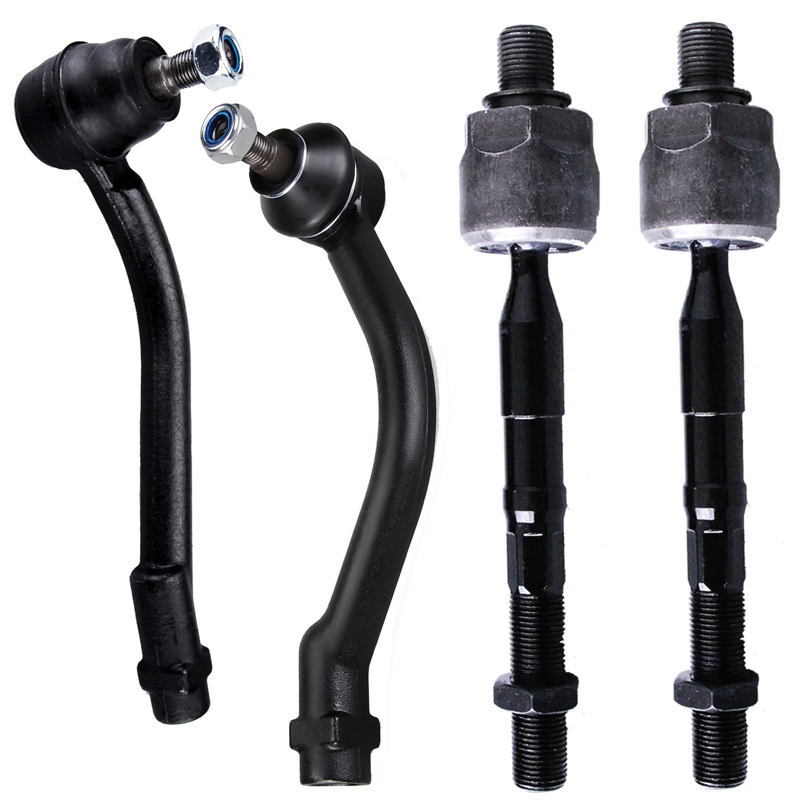 4PC Steering Tie Rod Ends, Front Inner and Outer Tie Rod Ends FITS for Hyundai Santa Fe 2007-2012, for Kia Sorento 2011-2013, EV800231 ES800035 ES800055 Front Suspension Tie Rod End 4pc Set