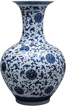 Blue and White Vase, Mini Chinoiserie Vases Set Vintage Ceramic Oriental Vase Classic Handmade Chinese Flower Vase Set for Home Office Table DecorAHigh 56 cm