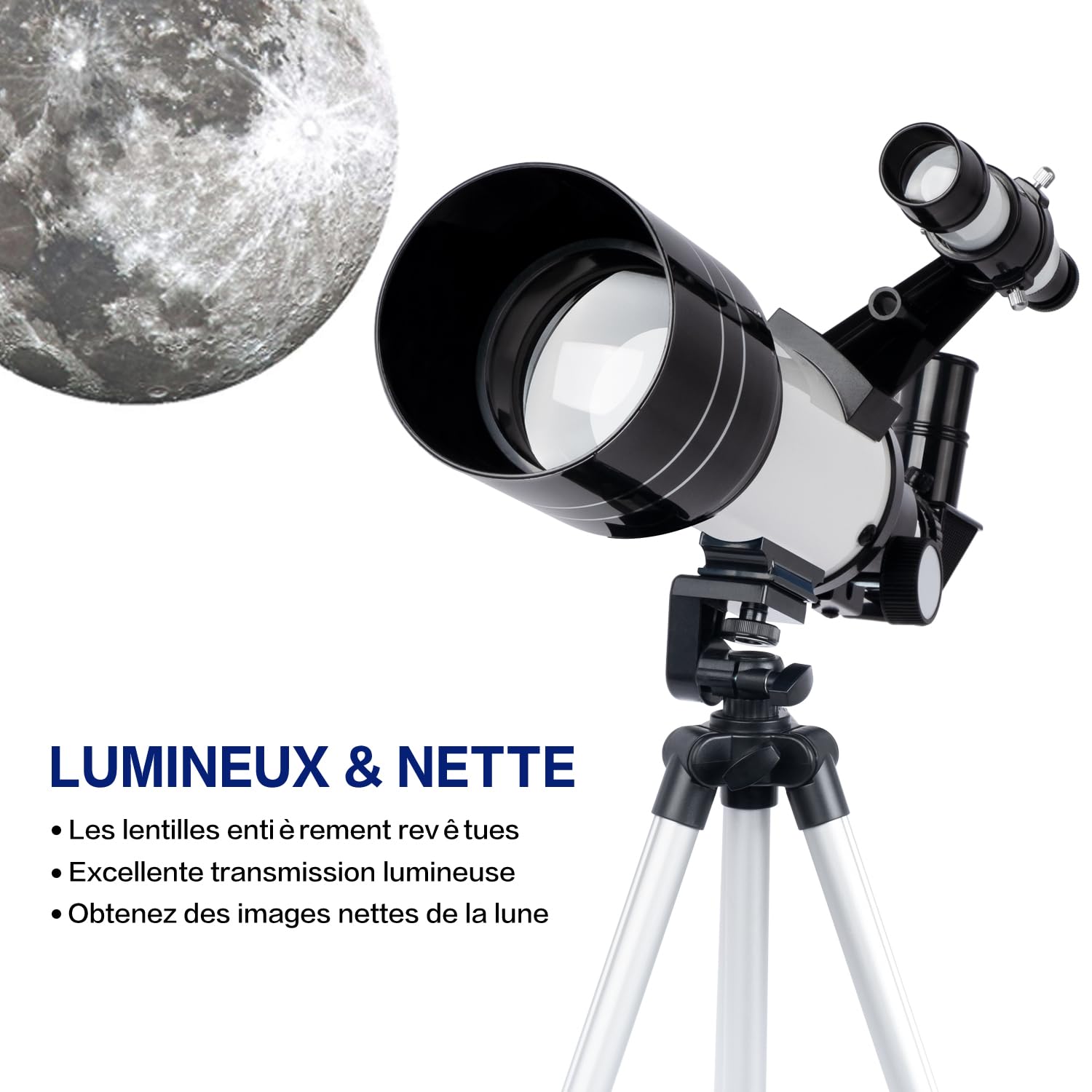 ESAKO Télescope pour Enfants & Débutants, 70 mm Télescopes réfracteurs Astronomiques avec 3 Oculaires, Adaptateur de téléphone, Filtre Lunaire
