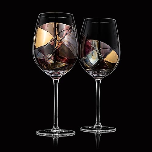 Miniatura 4 de Juego de 2 vasos de cristal pintados a mano artesanales y accesorios  Regalo para mamá, amigos, novias, renacentistas, románticas vidrieras, juego