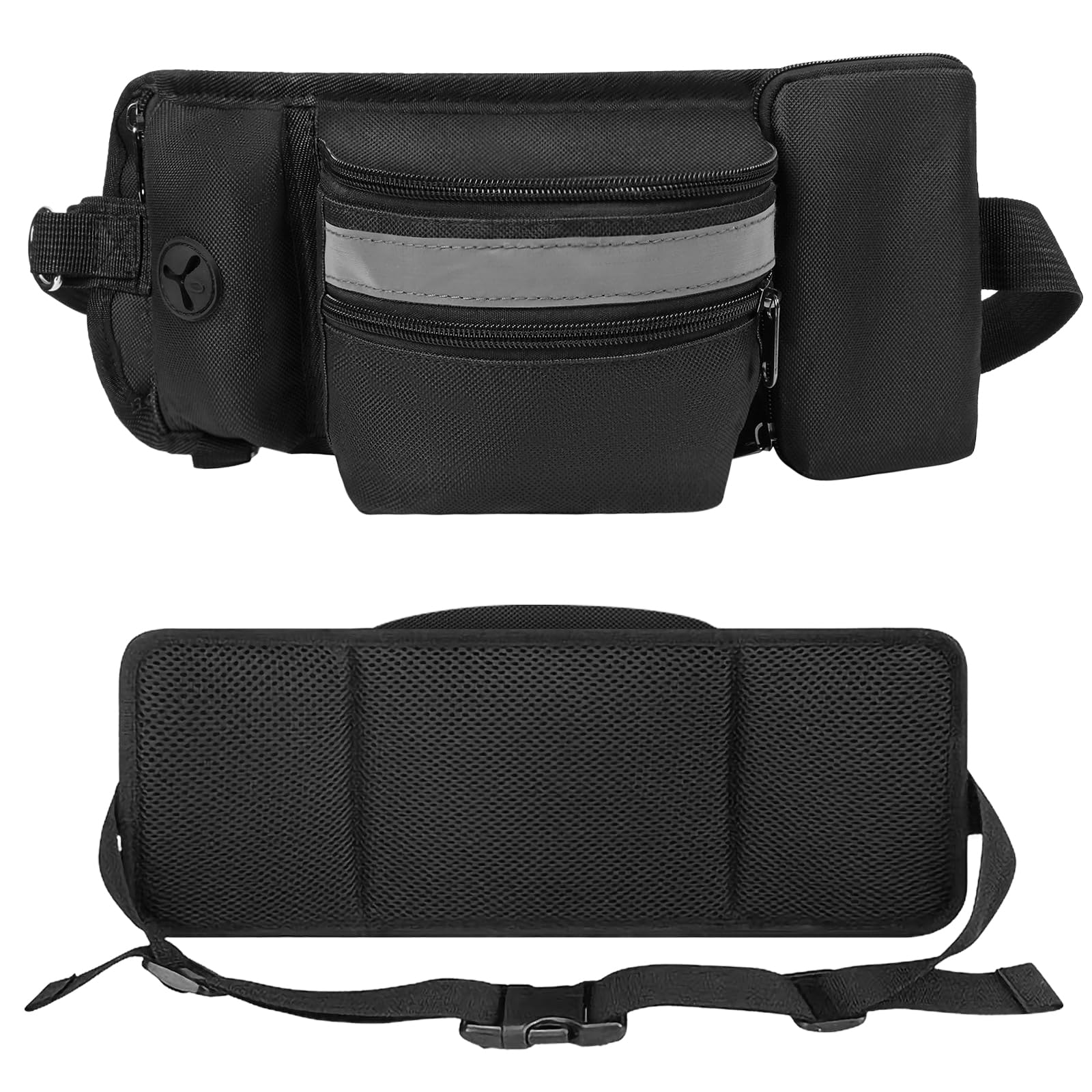 Aomig Borsa per cani 3 in 1: ciotola pieghevole, clicker e marsupio regolabile per passeggiate e allenamento a mani libere