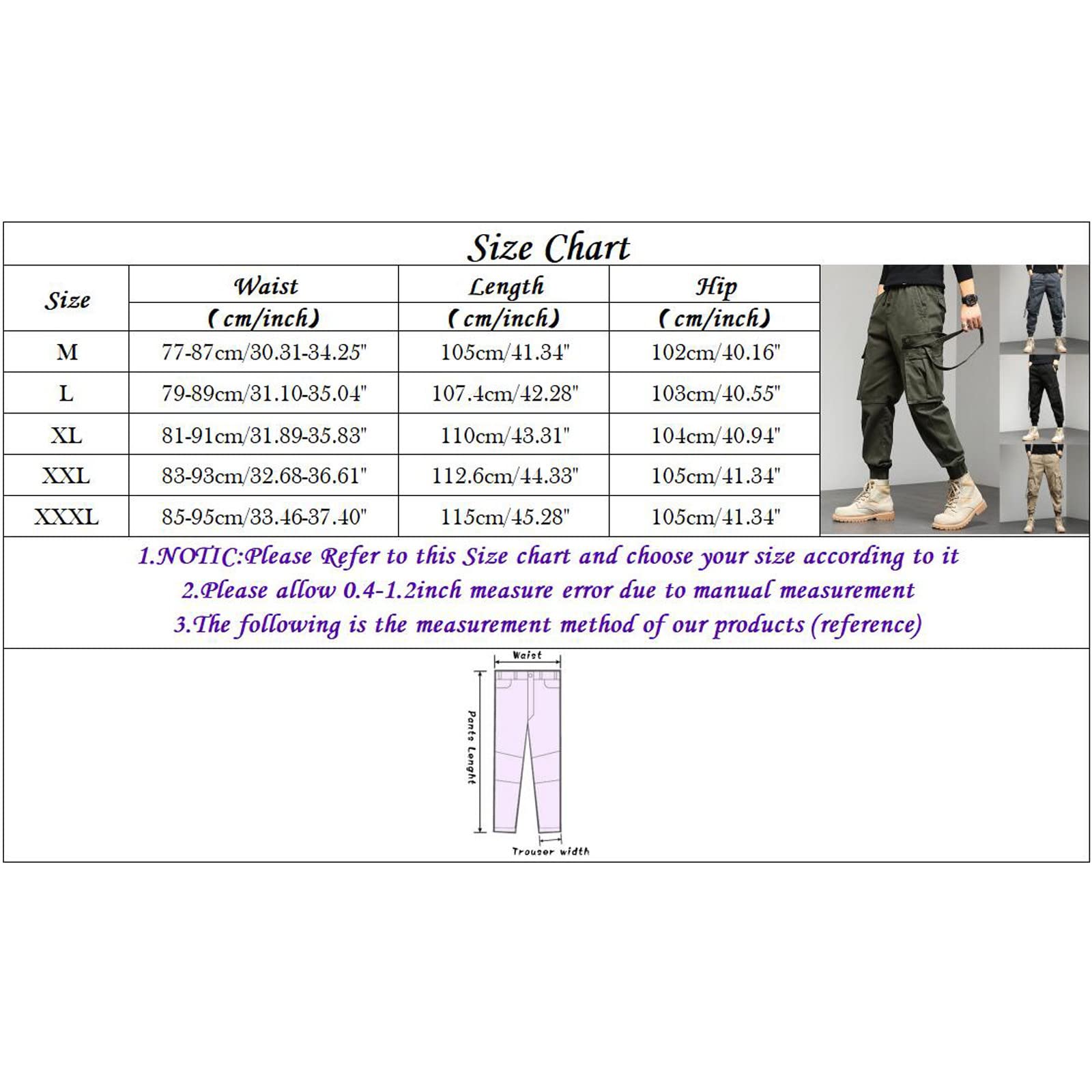 Pantalones cargo para hombre, cintura elástica, pantalones con puños para hombre, pantalones holgados de talla grande, pantalones de trabajo al aire libre, pantalones de trabajo al aire libre