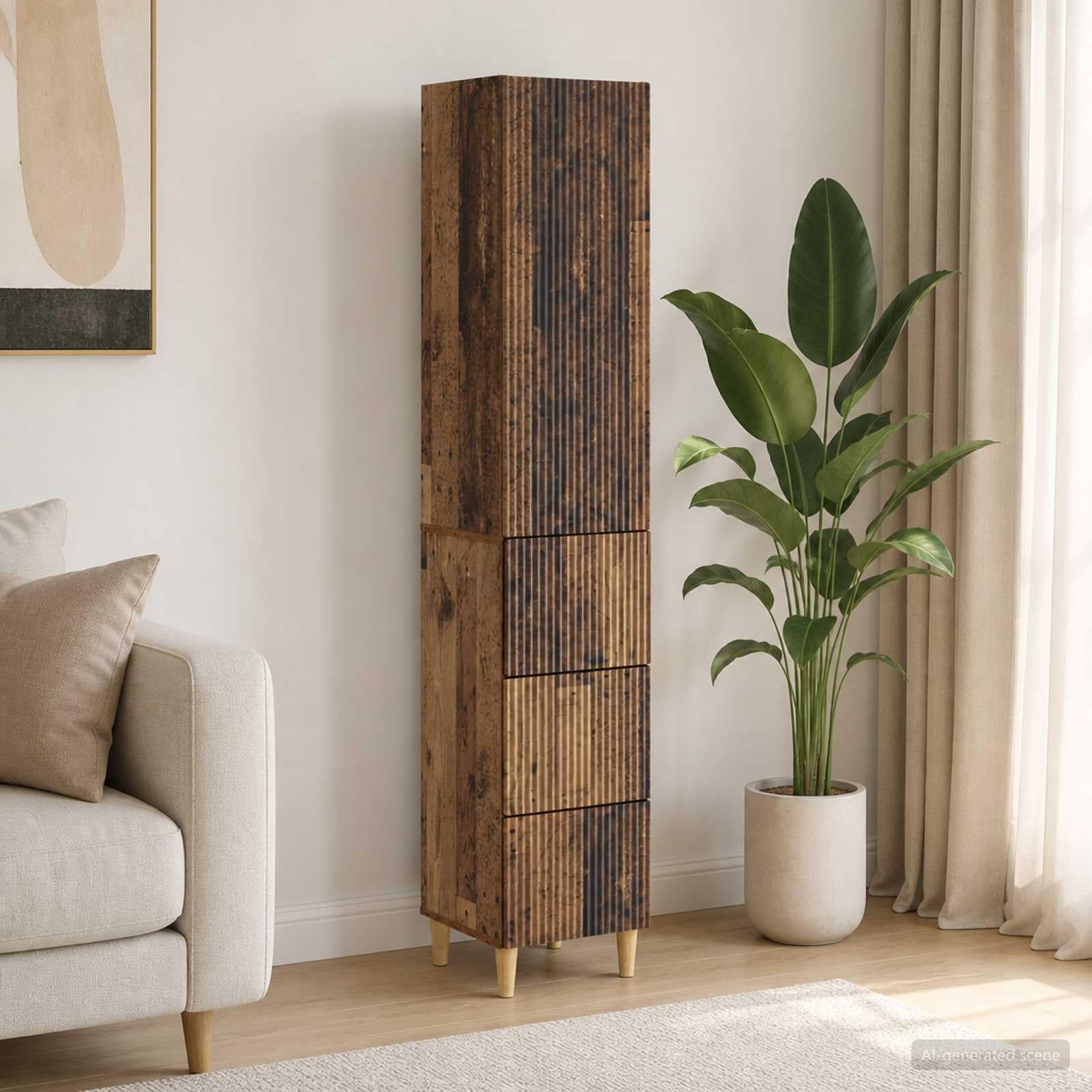 2-częściowy zestaw szaf 33 x 34,5 x 90 cm, materiał drewnopochodny do salonu, ogrodu lub na balkon, z dużą ilością miejsca do przechowywania, montaż ścienny, nowoczesne wzornictwo, odporna na