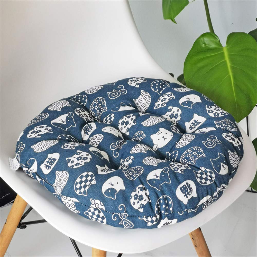 Treer Round Padded Seat Cushion,Chair Seat Pads For Indoor Outdoor Garden Patio Kitchen & Office Chairs (Blue,45x45cm)