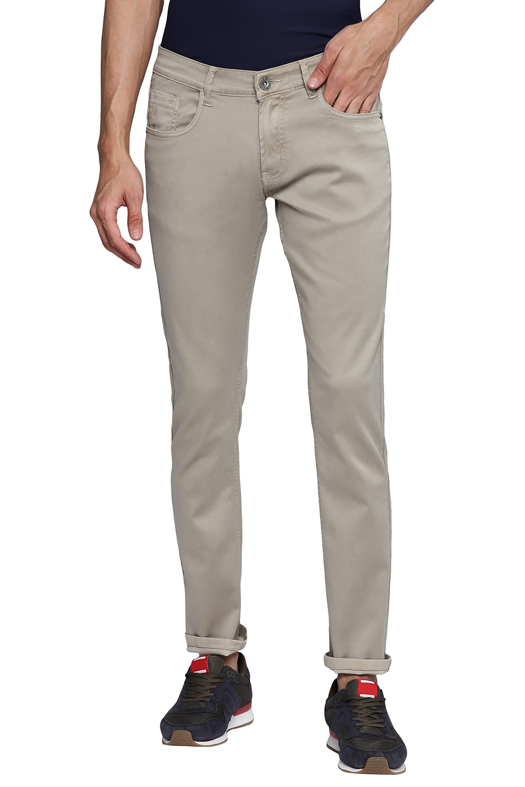 Allen Cooper Skinny Low Rise Power Stretch Denim Chinos Type Jeans for Men