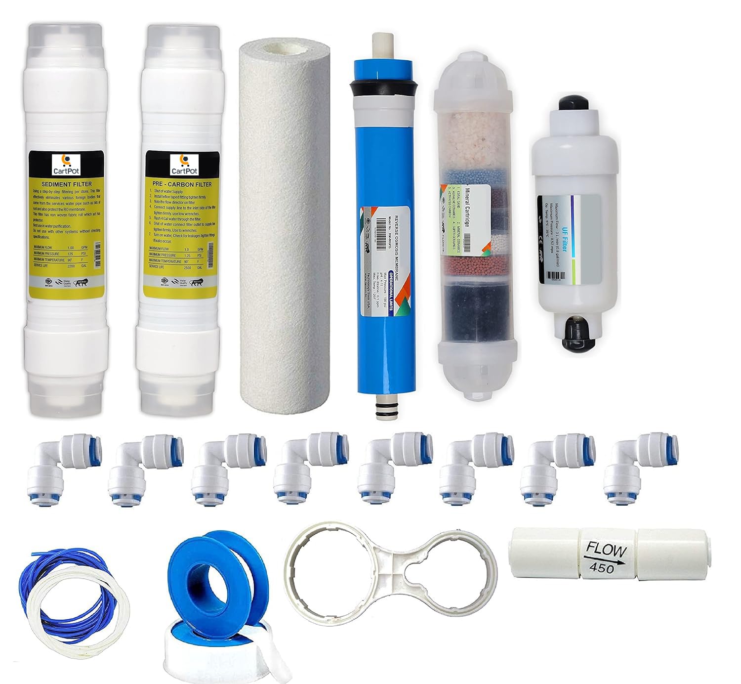 THEMS Complete 100 GPD RO Water Purifier Service Kit Filter Suitable for All Type of Water Purifier (Complete kit of Carbon and Sediment)-image-15