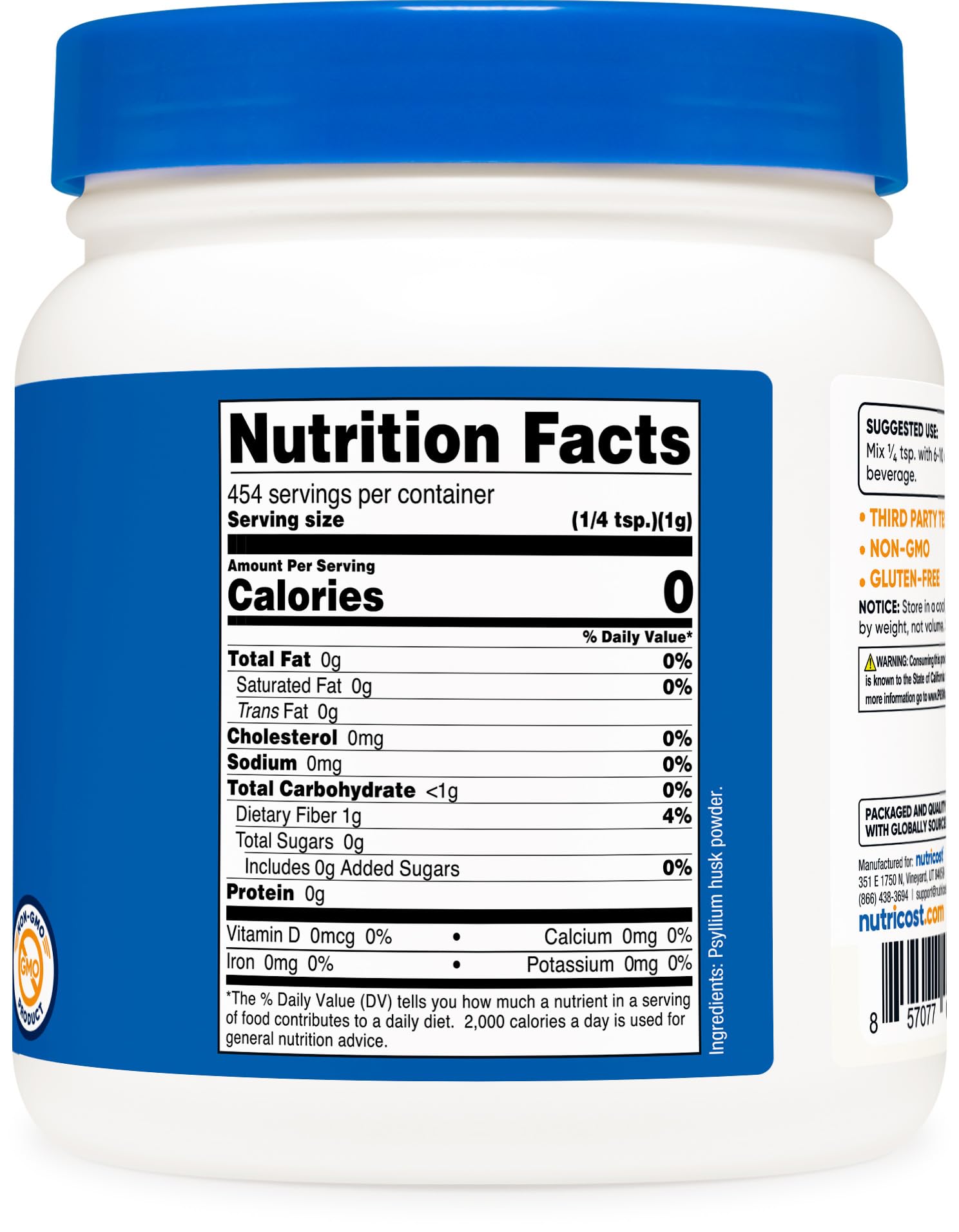 Nutricost Psyllium Husk Ground Powder (1lbs) - Gluten Free and Non-GMO