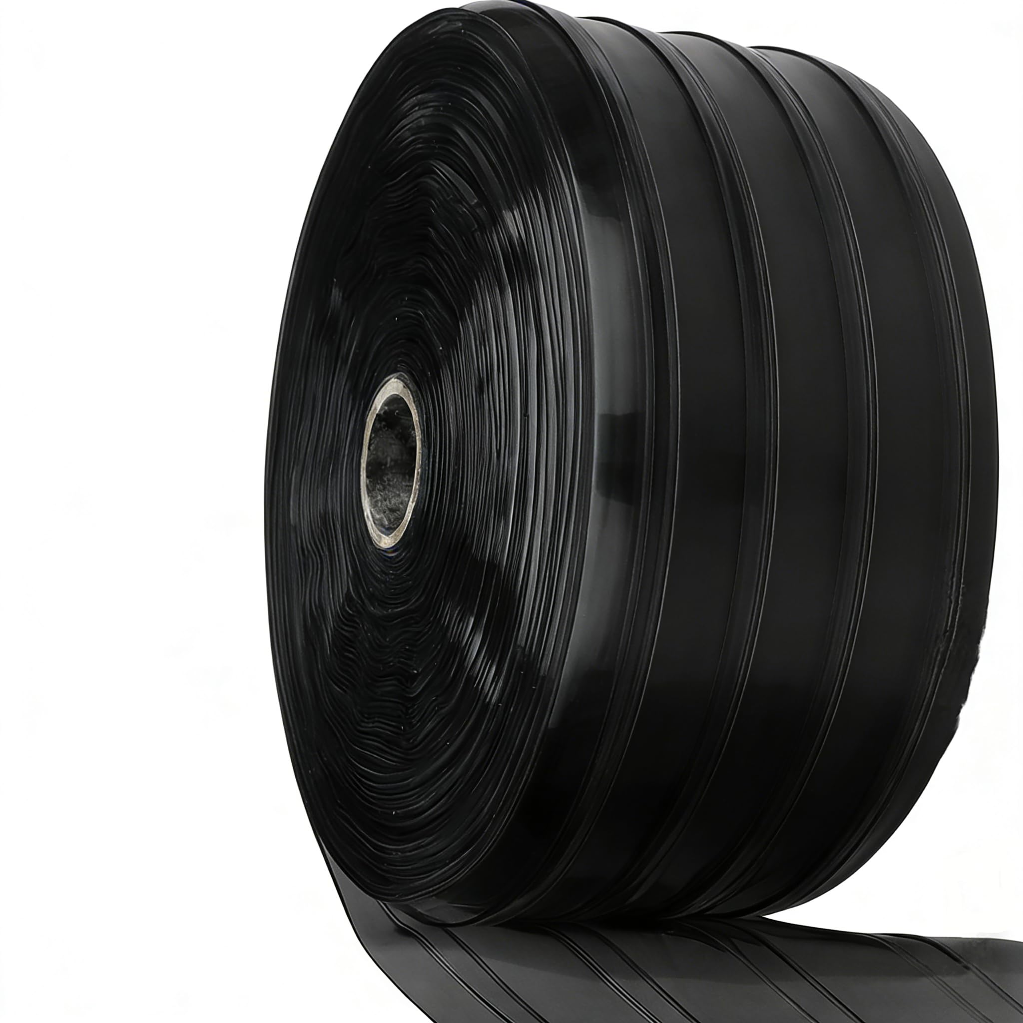 Opaque Black Ribbed PVC Strip Curtain 7" Width x 78.7" Height - Privacy Plastic Door Strips Light Blocking Vinyl Flap Doors for Industrial Warehouse and Conveyor Belts Anti-Scratch AP1474