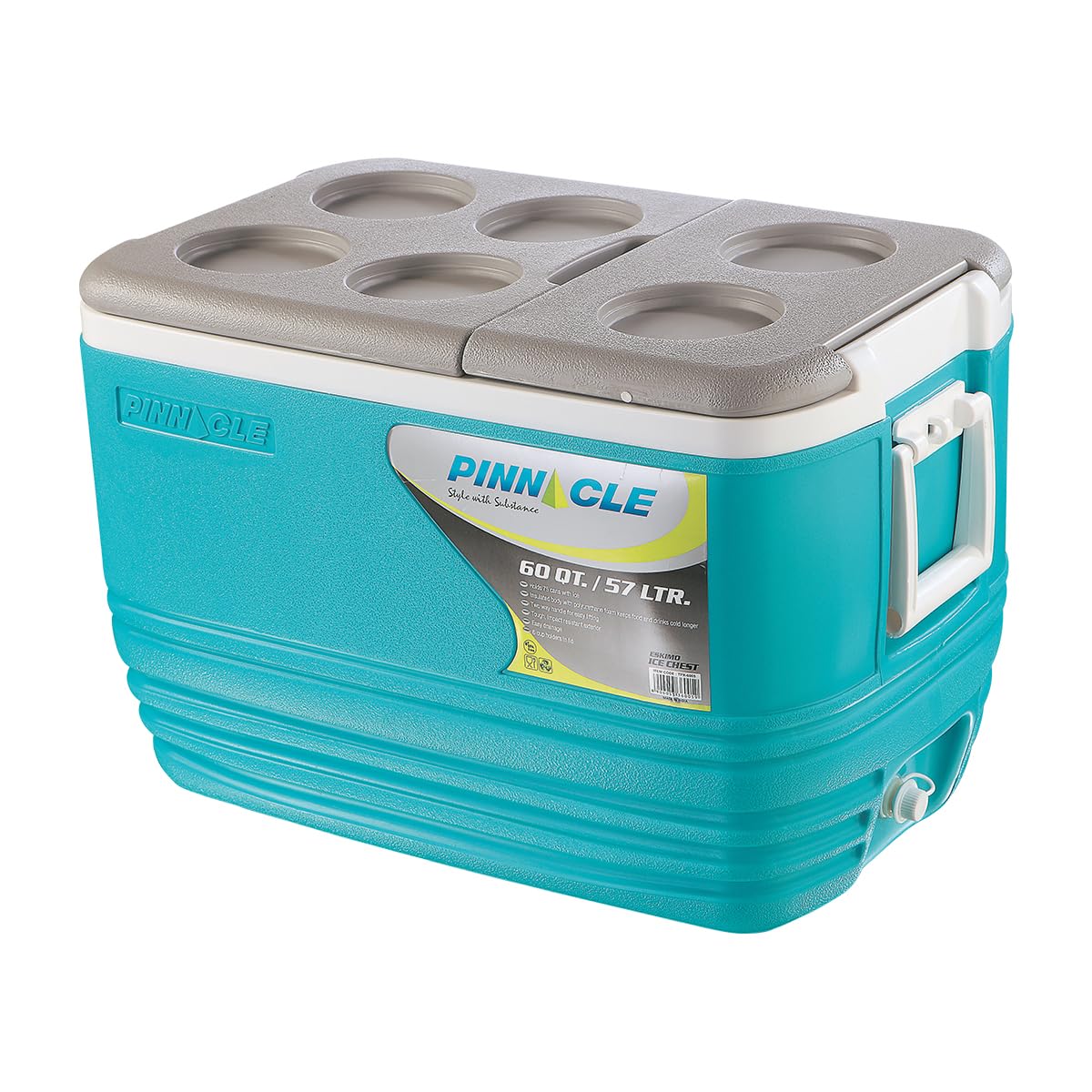 Pinnacles 57 ltrs Eskimo Hard Cooler : Holds Ice up to 100 Hours | Fits 75 cans| Leak-Proof, BPA-Free | Cup Holders | Tap for Easy Draining |Portable Ice Cooler for Travel & Parties (Hydra) (B077H38MBZ) Amazon Price History, Amazon Price Tracker