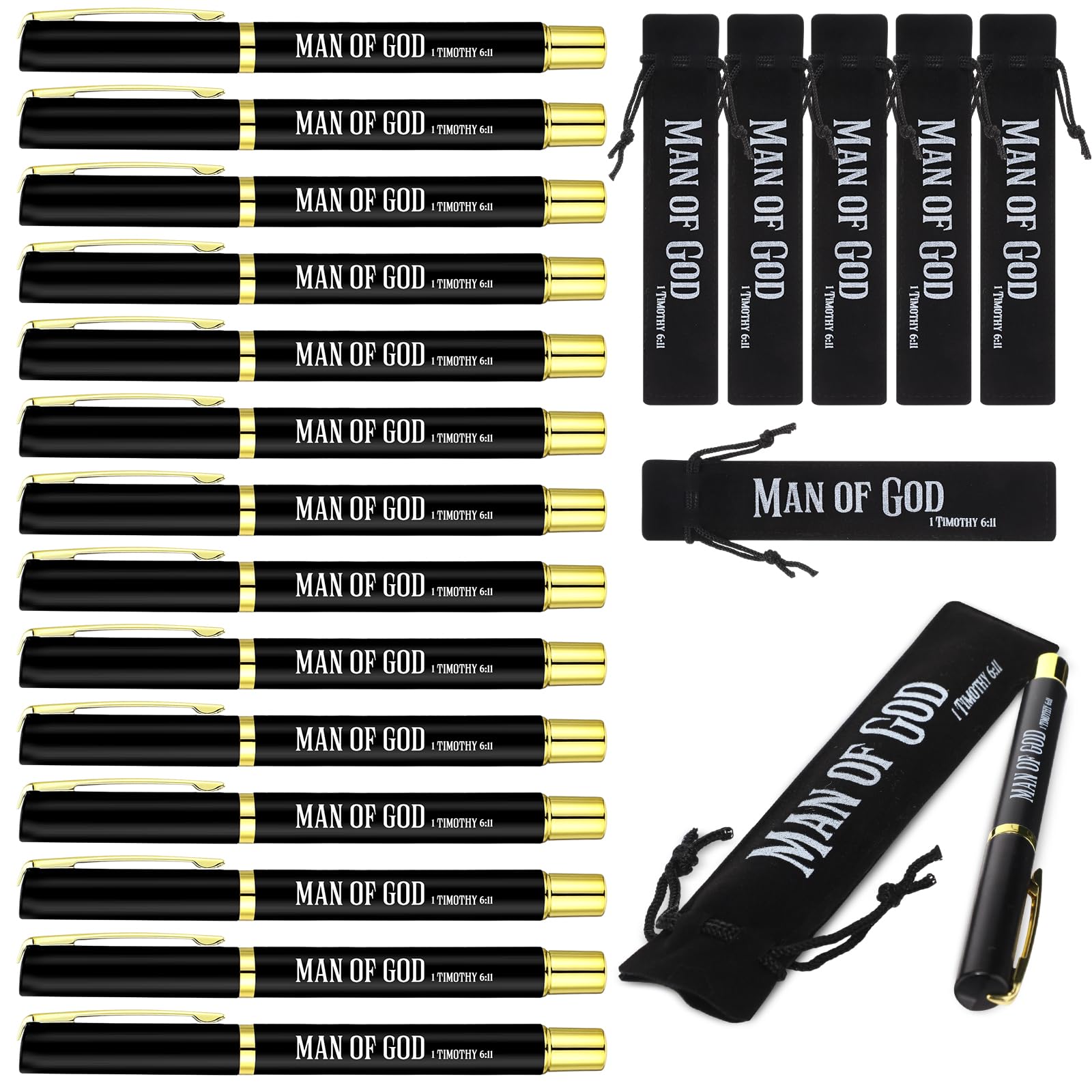 Amazon.com: Seajan 40 Sets Man of God Pens Gifts Father's Day Christian  Gifts for Men Bulk Bible Verse Ballpoint Pens with Velvet Pouch Medium  Black Ink Religious Church Gift for Pastor Clergy