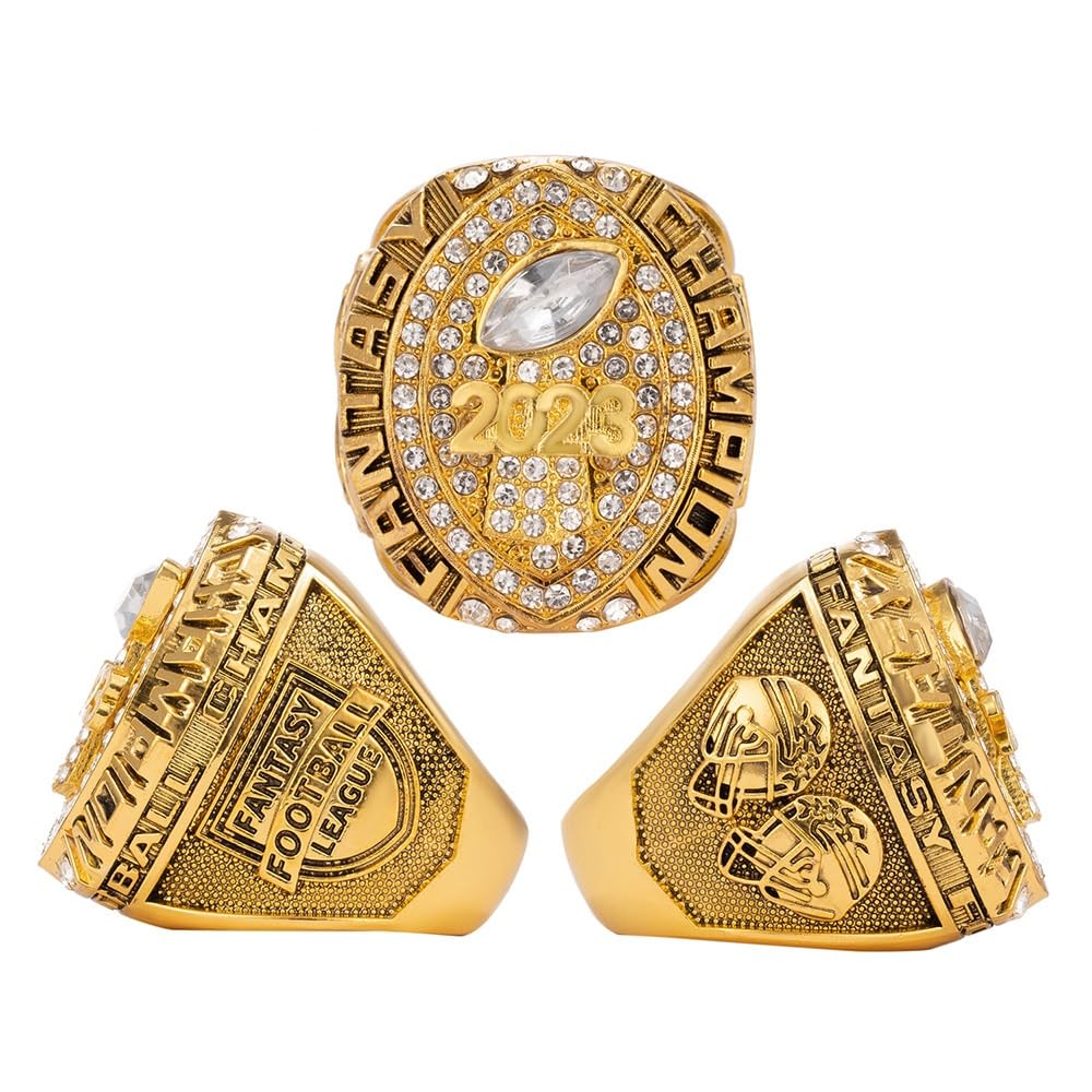 2023 Fantasy Football Championship Ring mit Box, FFL League Ringe, Souvenir-Geschenke for Fan-Freunde, Büroschränke(Blanc,11)