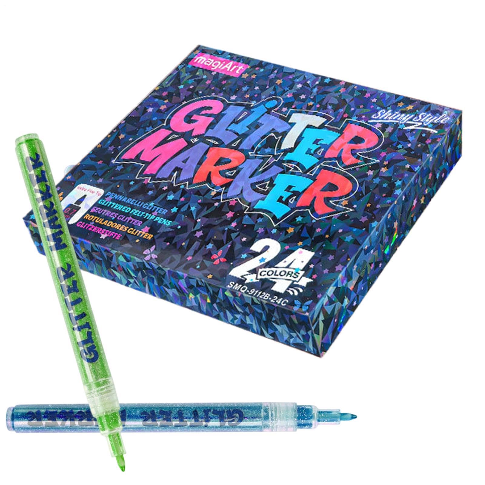 Generisch Penne glitterate per bambini, matite da disegno senza sbavature