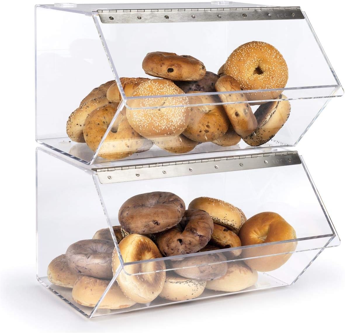 Up To 40% OFF Clear Pastry Display Case for Bagels and Other Baked Goods, Clear, Stackable, with A Hinged Door