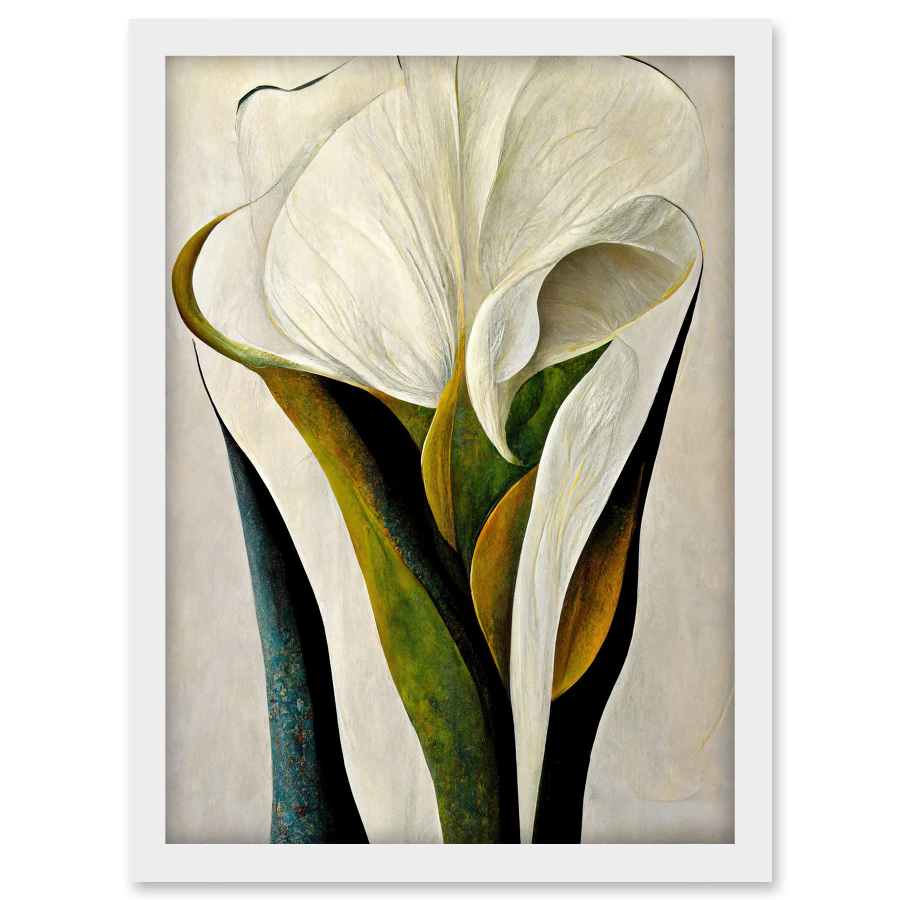 Doppelganger33 LTD White Calla Lily Flower Bouquet Detail Stylish Artwork Framed A3 Wall Art Print