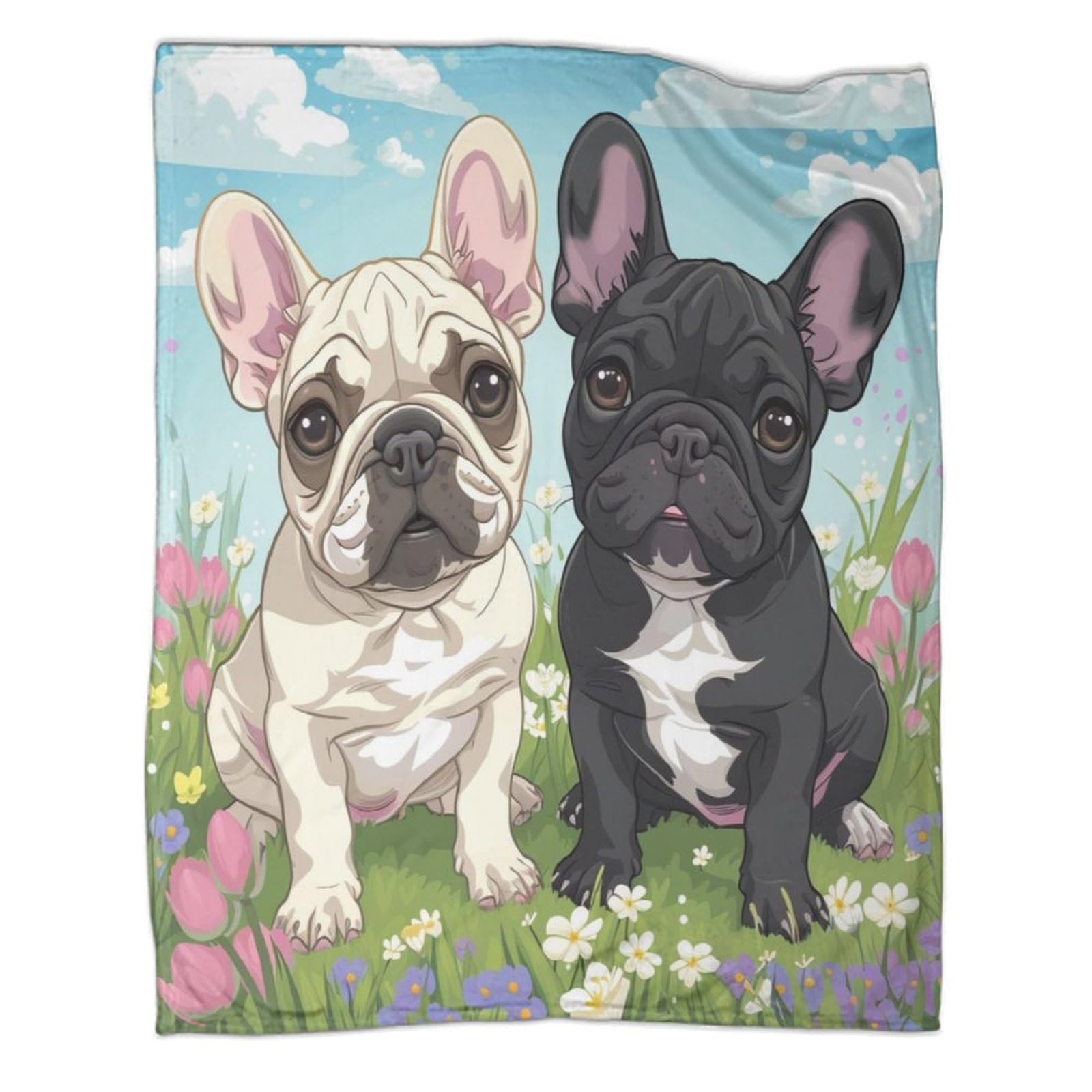 Couverture Bouledogue Français 3D en flanelle douce pour canapé et lit de 200x230cm