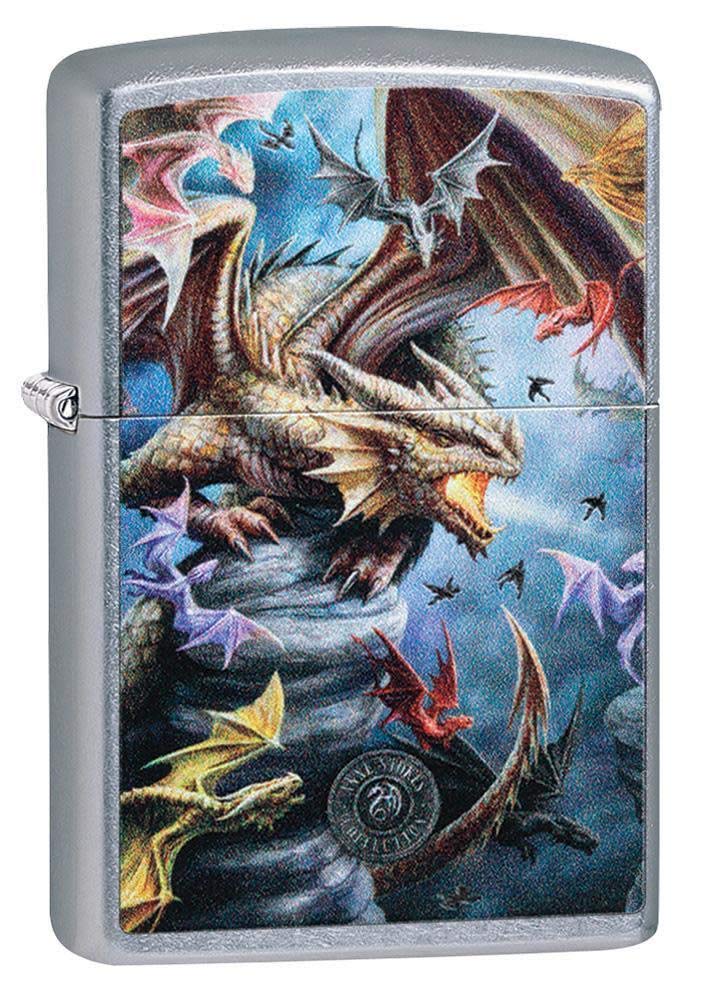 Zippo Anne Stokes Colorful Dragons Street Chrome Pocket Lighter