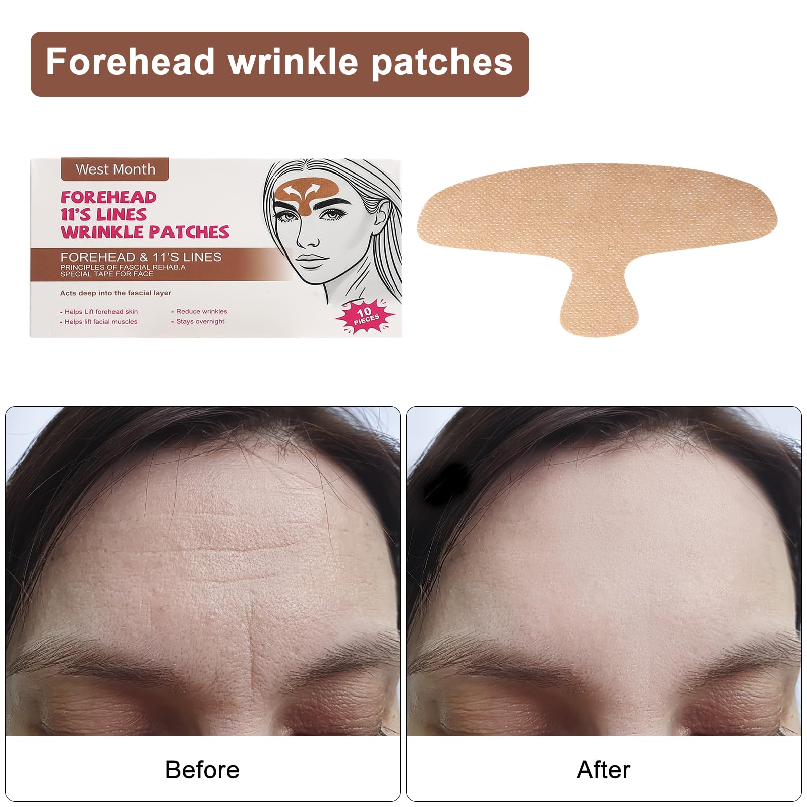 Plastry na zmarszczki gniewu 20 sztuk, Forehead Wrinkle Patch z silikonu z kwasem hialuronowym i kolagenem, plastry przeciwzmarszczkowe do twarzy do wygładzania zmarszczek gniewu, taśma do twarzy