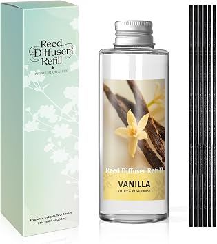 SCENTORINI Reed Diffuser Oil Refill, Vanilla Diffuser Oil 6.76 Fl Oz, Natural Scented Essential Oil Refill Long Lasting Summer Home Fragrance for Room Spa Aromatherapy Bathroom Home Hotel Decor