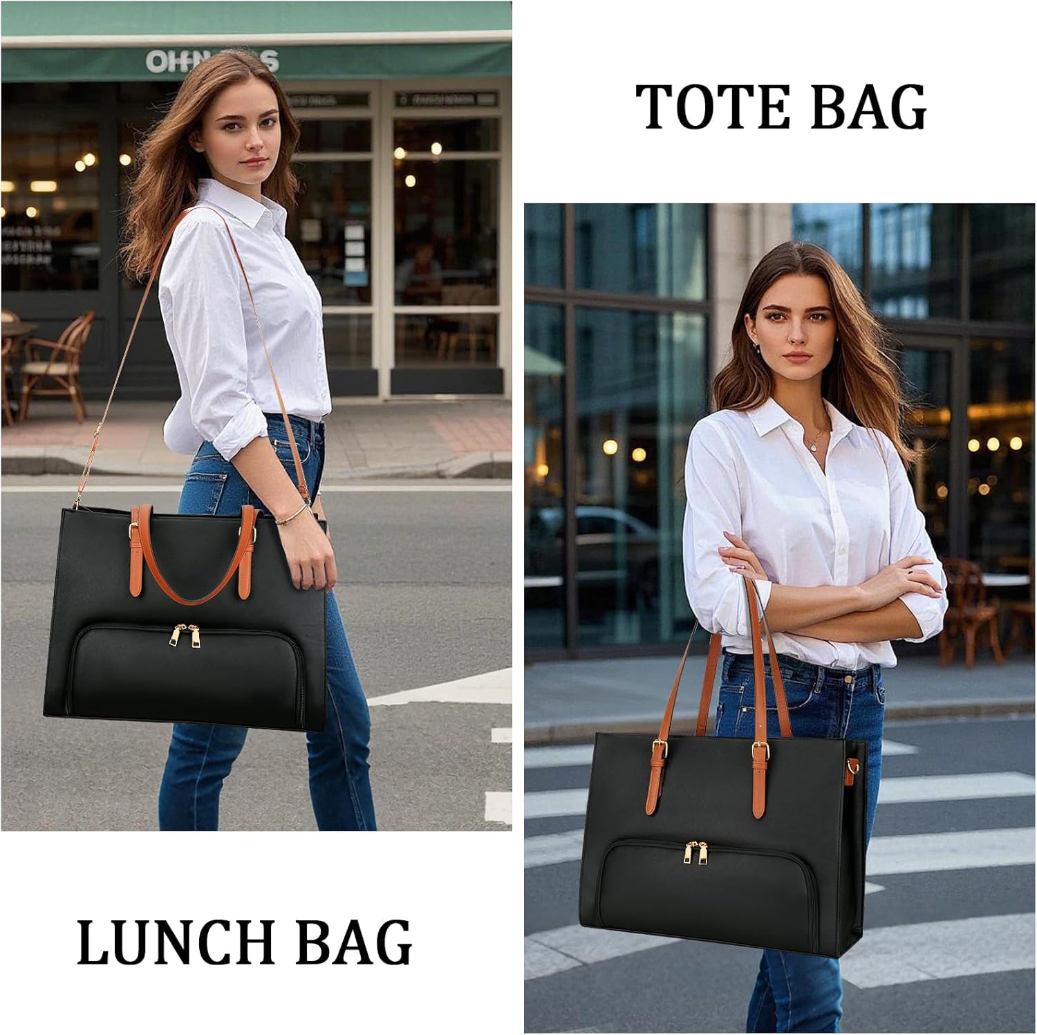 KKXIU Lunch Tote Bag for Women 15.6 Inch Laptop Briefcase Professional Work Purse with Insulated Lunch Compartment Handbags - Image 2