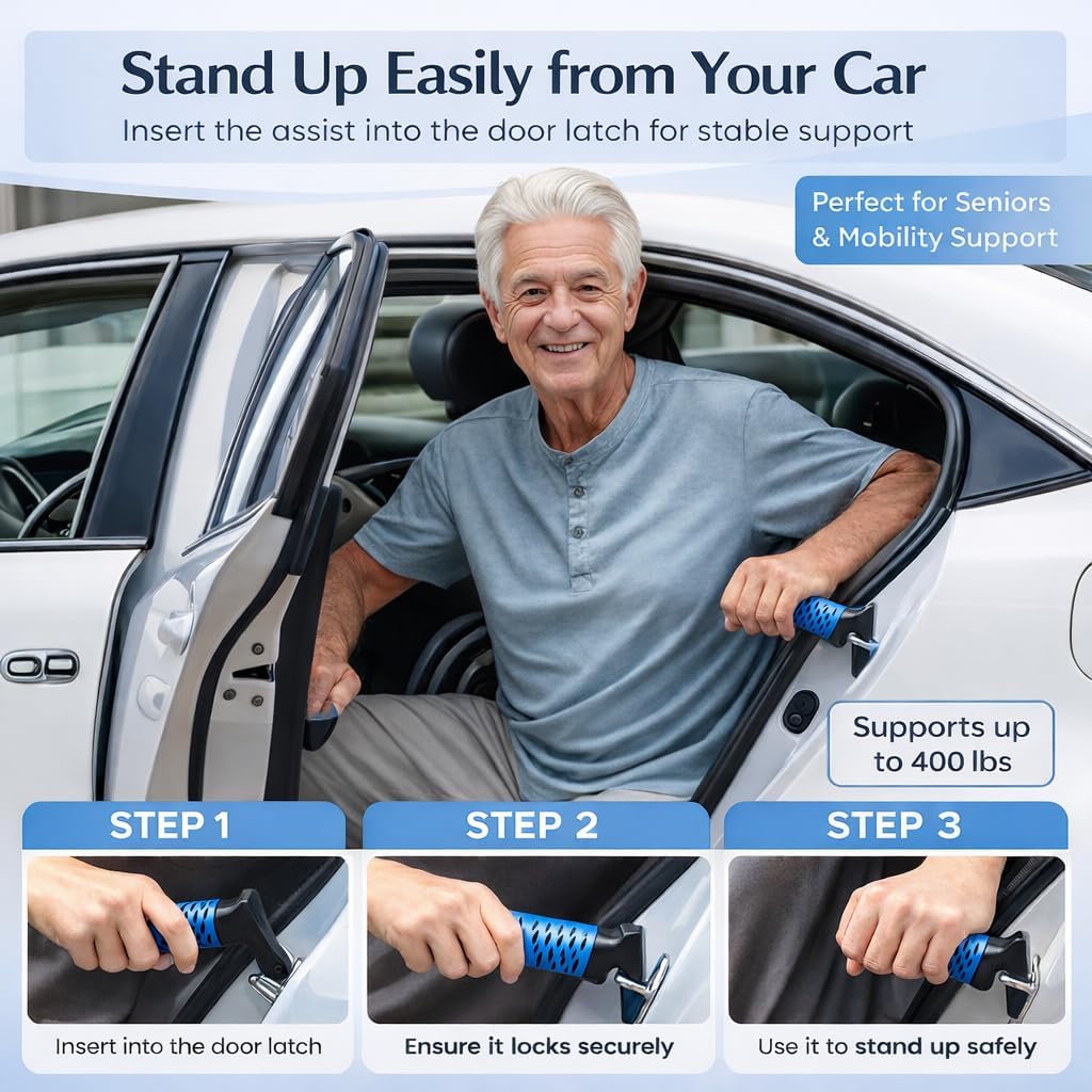 Sock Aid Kit for Seniors – Sock Puller, Leg Lifter Strap & Car Door Handle, Easy On Off Sock Helper, No Bending Dressing Aid for Elderly, Pregnant & Limited Mobility