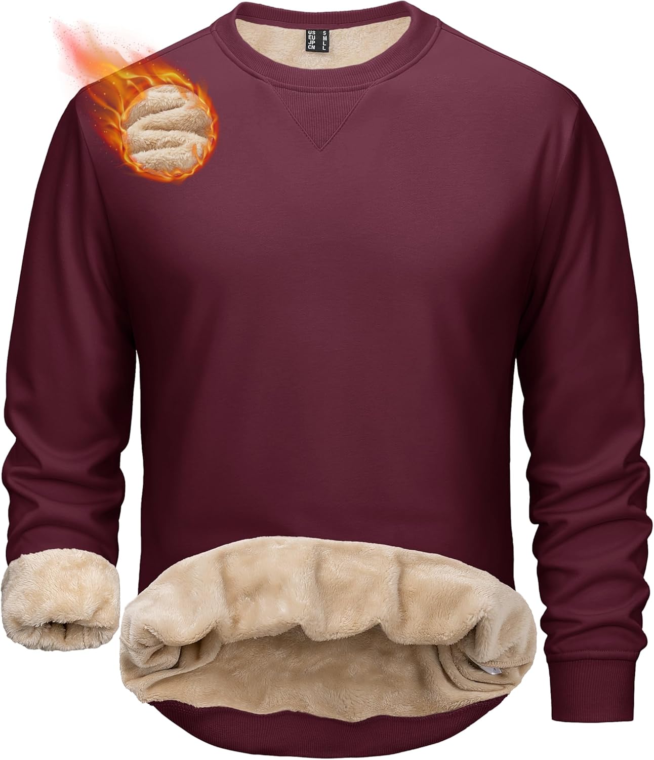 MAGCOMSEN Men's Sweatshirt Crewneck Thermal Sherpa Lined Sweatshirts Warm Winter Casual Tops