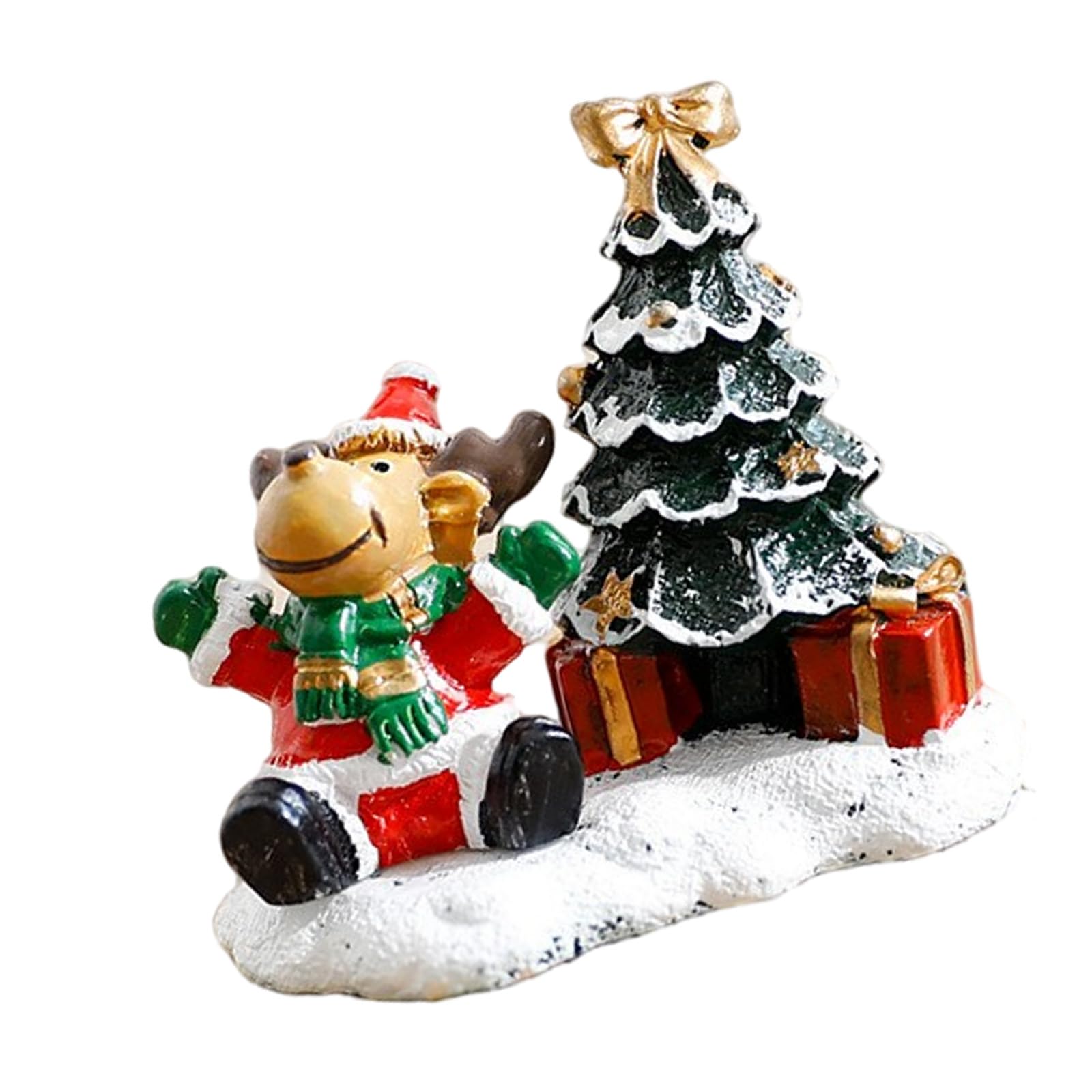 Jazuaiao Handcrafted Resin Christmas Village House Ornament with Intricate Miniature Landscape for Festival Tabletop Decoration Handcrafted Resin Christmas Village