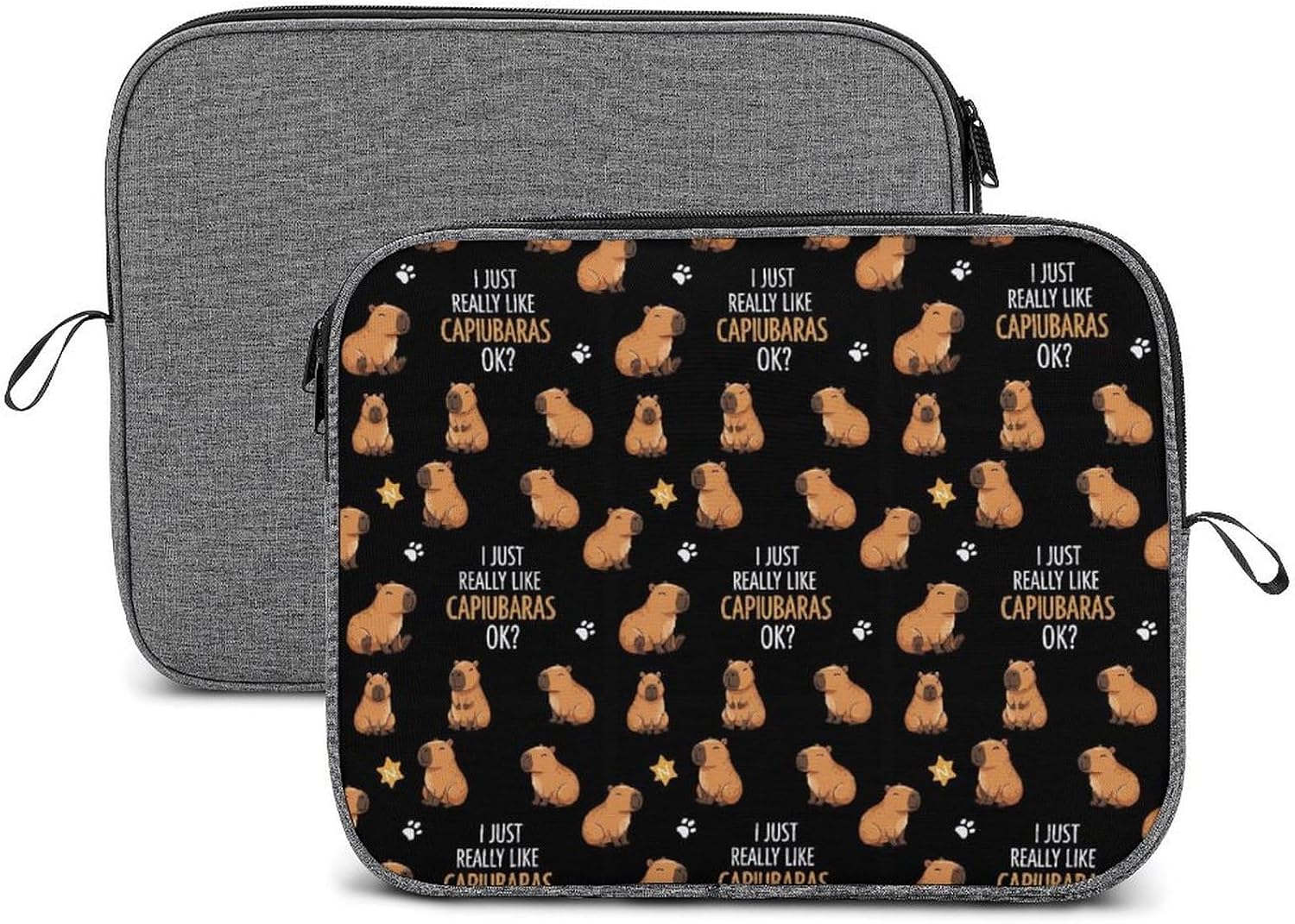 Spacious Cute Laptop Sleeve, Double Zipper Shockproof Laptop Case for Office, Business Trip, Coffee Shop, Travel, Like Capybara, 14inch