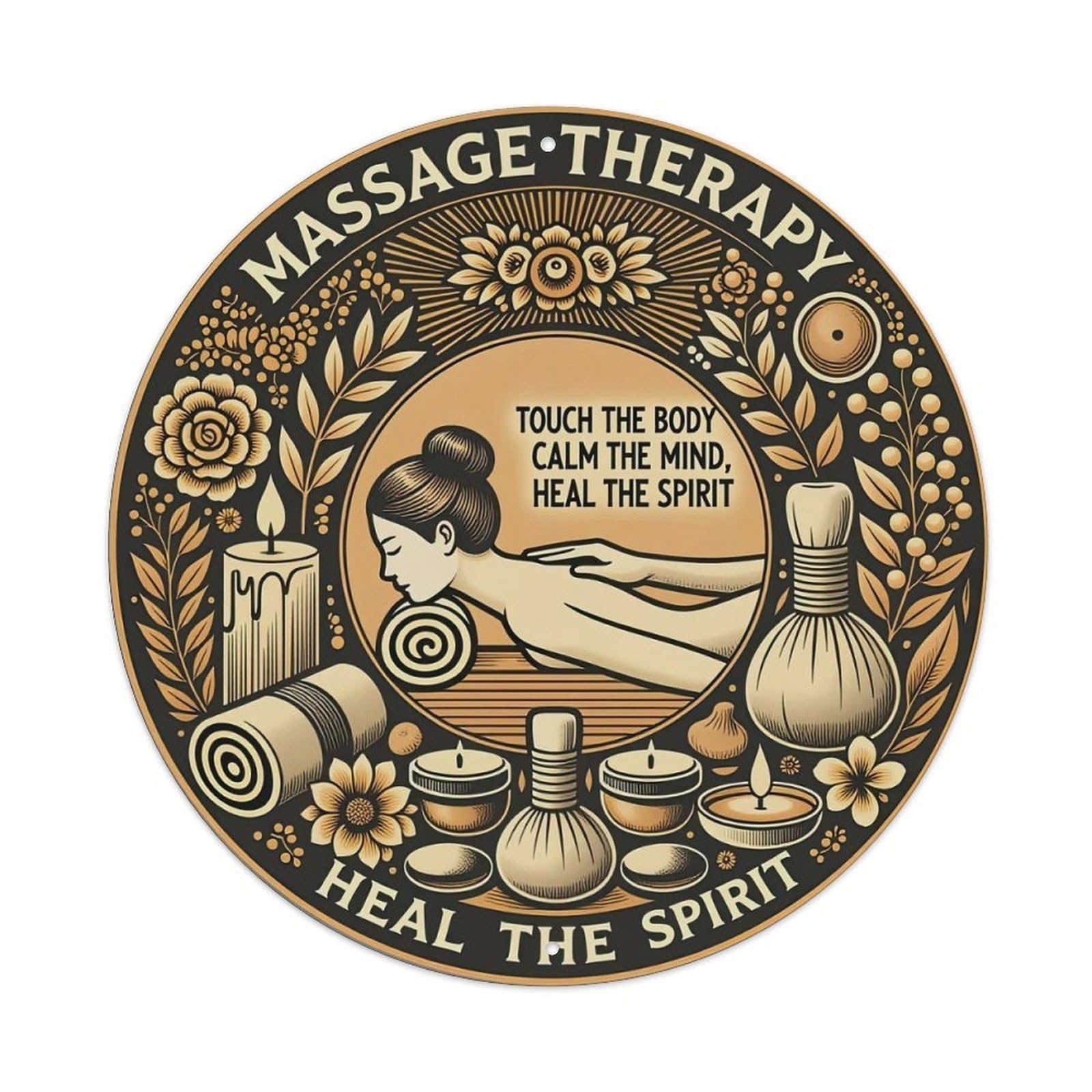 Massage Therapy Healing Symbol Design Metal Tin Sign