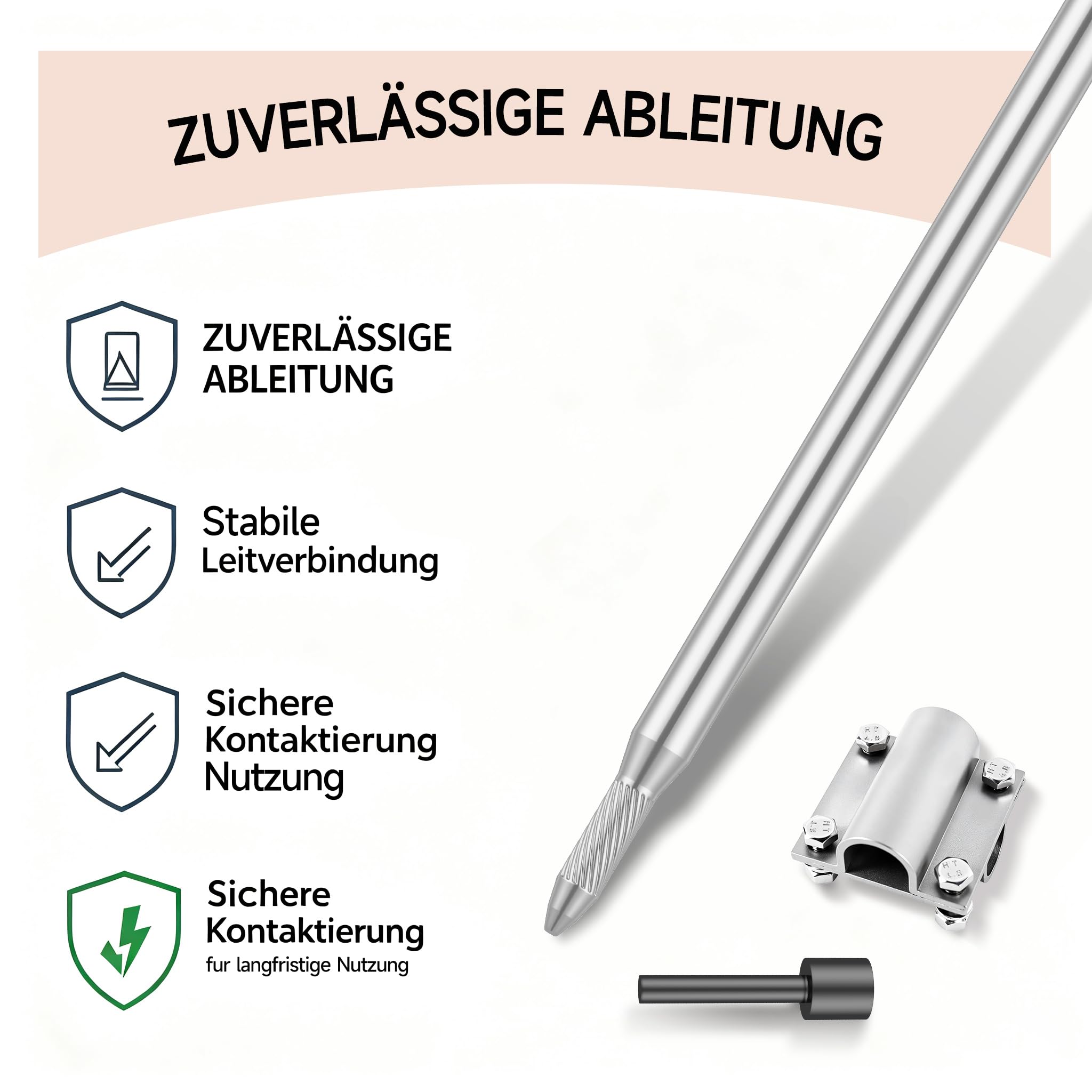 TovxTuke Tiefenerder V4A Edelstahl Set 3M Ø20 inkl. Schlagkopf & Klemme