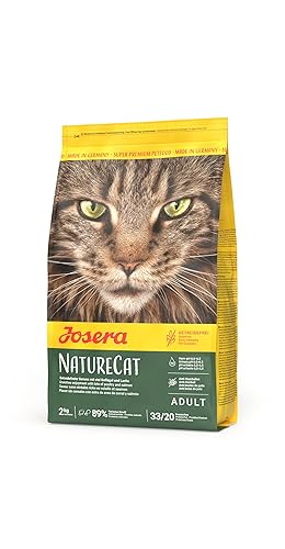 JOSERA NatureCat (1 x 2 kg) | Adult | Premium Trockenfutter für ausgewachsene Katzen | Lachs & Geflügel | erlesene Kräuter & gesunde Früchte | getreidefrei | Katzenfutter | 1er Pack - Geflügel, Lachs - 2 kg (1er Pack)