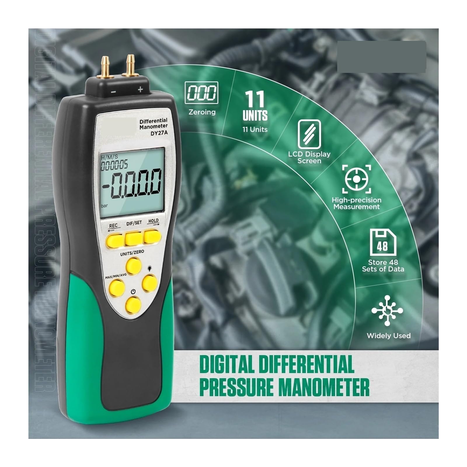 Manómetro de presión diferencial Digital DY27A probador manómetro aire precisión 0.001 psi,Medición de precisión