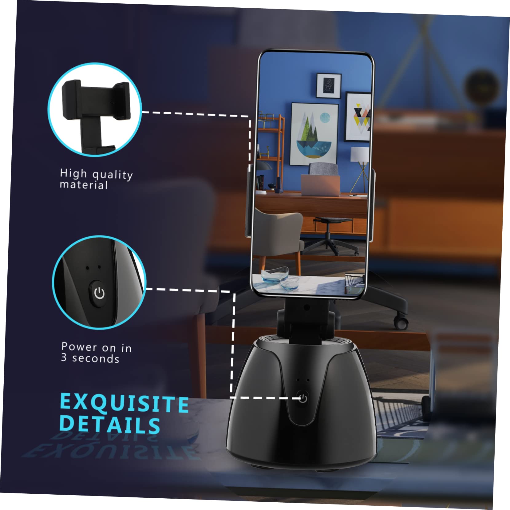 Veemoon 360grado Gimbal Per Riconoscimento Facciale Treppiede Per Smartphone Seguimento Compatibile Tablet e Fotocamere Per Video Streaming