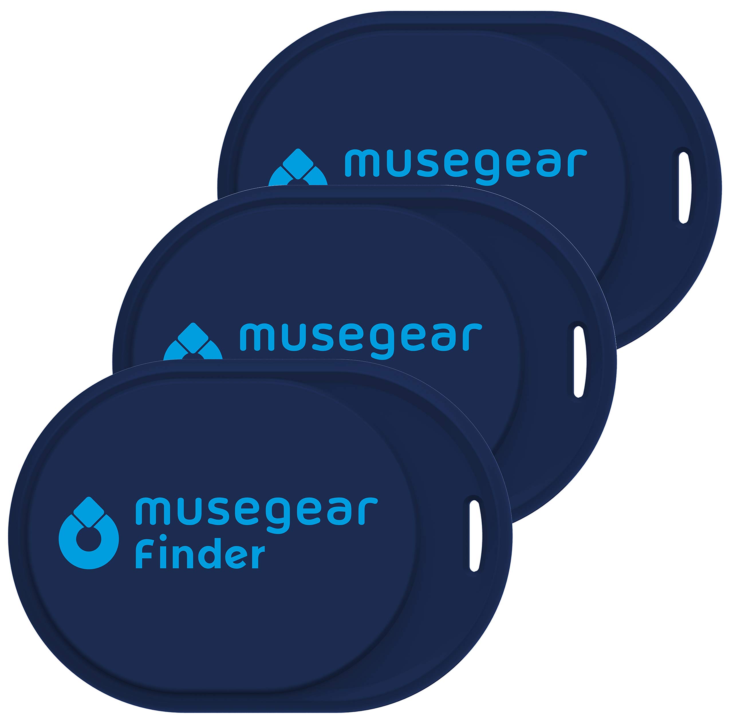 musegear Keyfinder Mini con Bluetooth App I Keyfinder ad Alta Voce per Cellulare - Blu Scuro 3-Pack I GPS Tracking/Pairing I Trovare Le Chiavi