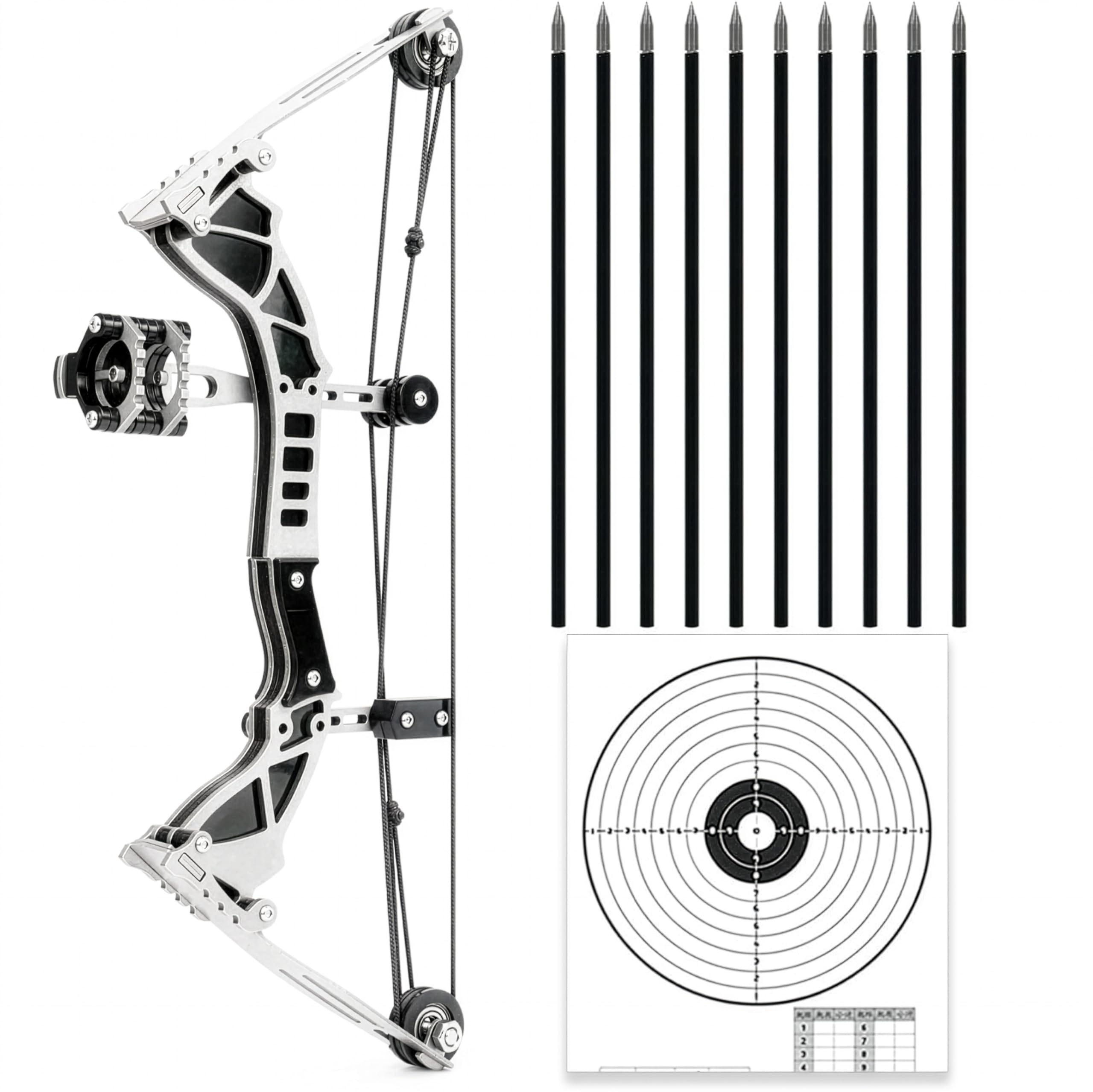 Archery Bow Set Left and Right Hand Compound Bow Hunting Bow Metal Material Catapult RH/LH for Practice Archery