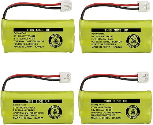 Kastar Paquete de 4 baterías de repuesto BT184342 BT284342 para AT&T BT6010 BT-6010 BT8000 BT-8000 BT8001 BT-8001 BT8300 BT-8300 BT18433 BT-18433