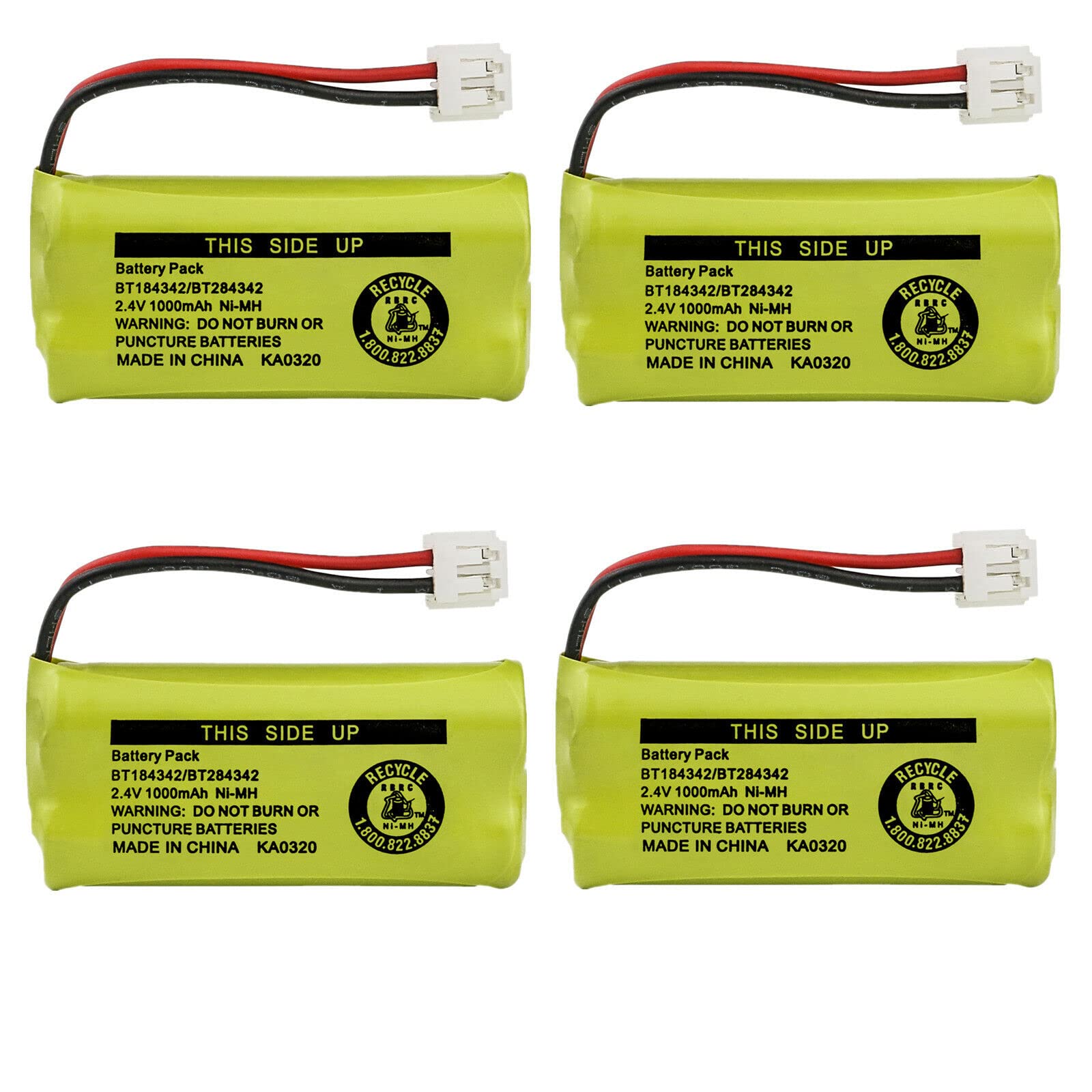 Kastar 4-Pack BT184342 / BT284342 Battery Replacement for AT&T BT6010 BT-6010 BT8000 BT-8000 BT8001 BT-8001 BT8300 BT-8300 BT18433 BT-18433 BT184342 BT-184342 BT28433 BT-28433 BT284342 BT-284342
