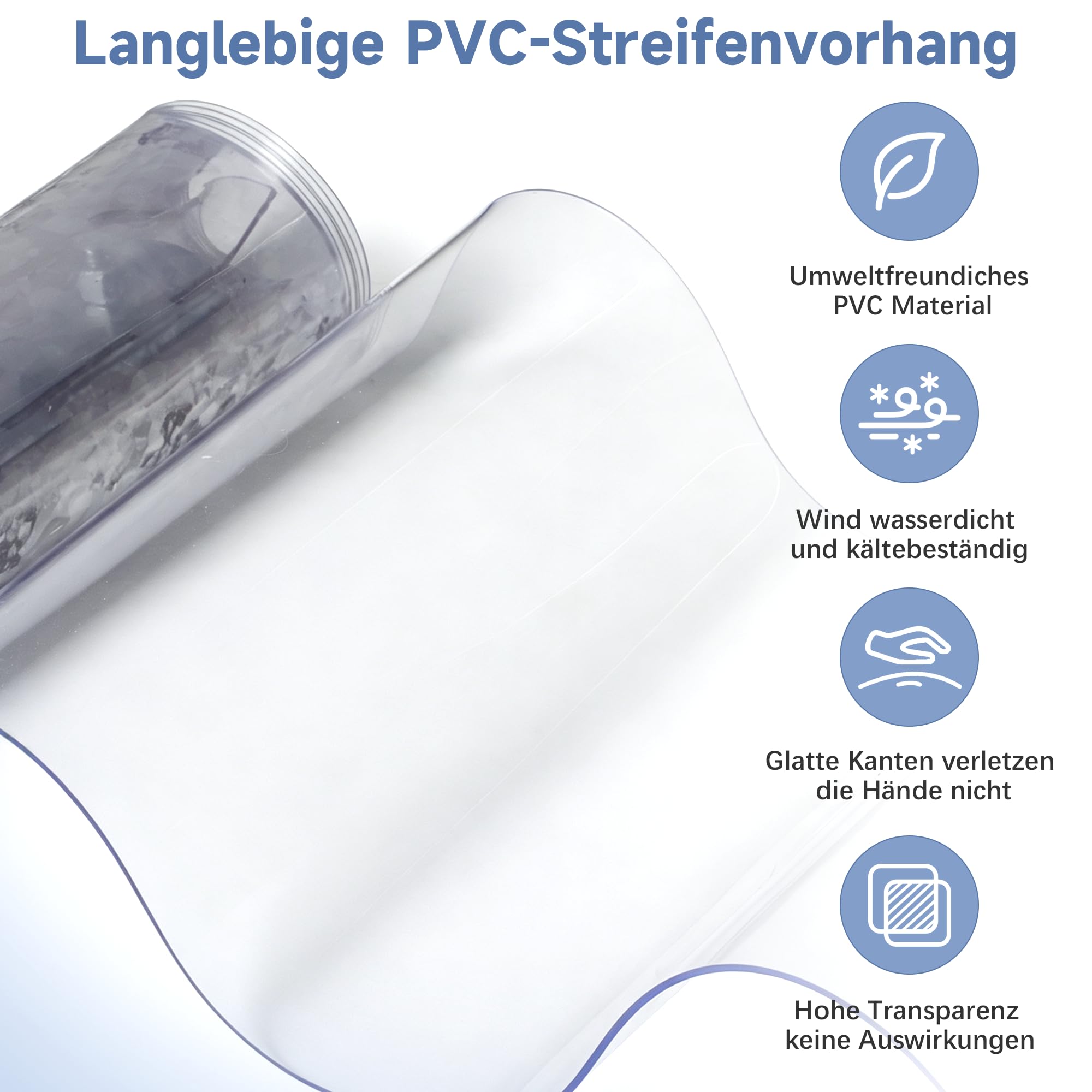 PVC Streifenvorhang Lamellenvorhang BxH 120 x 220cm Transparent