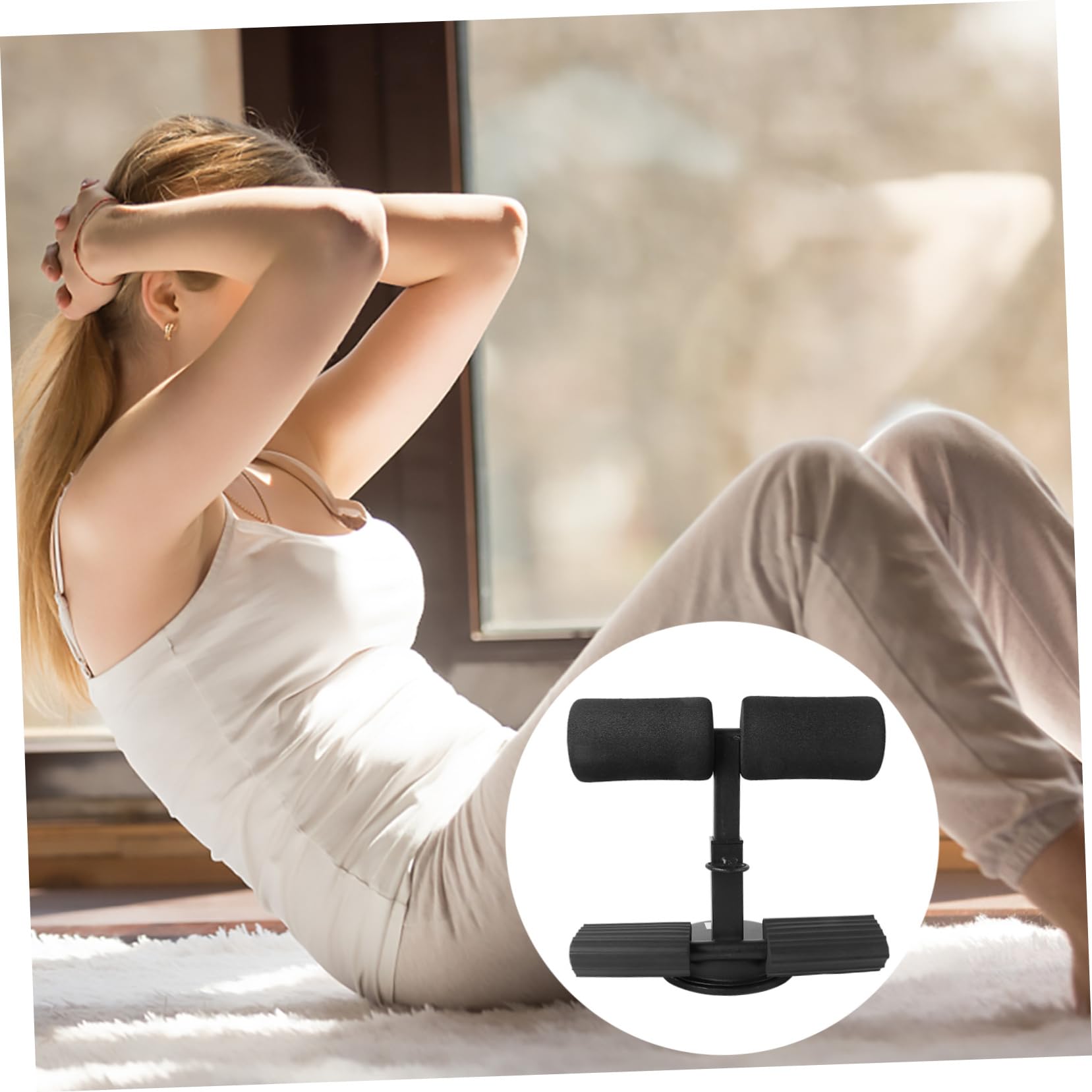 Gogogmee Fitness Equipment Sit-up Aid Steel Tube Absorbent Foam Thickened Wrapping for Safe Exercise