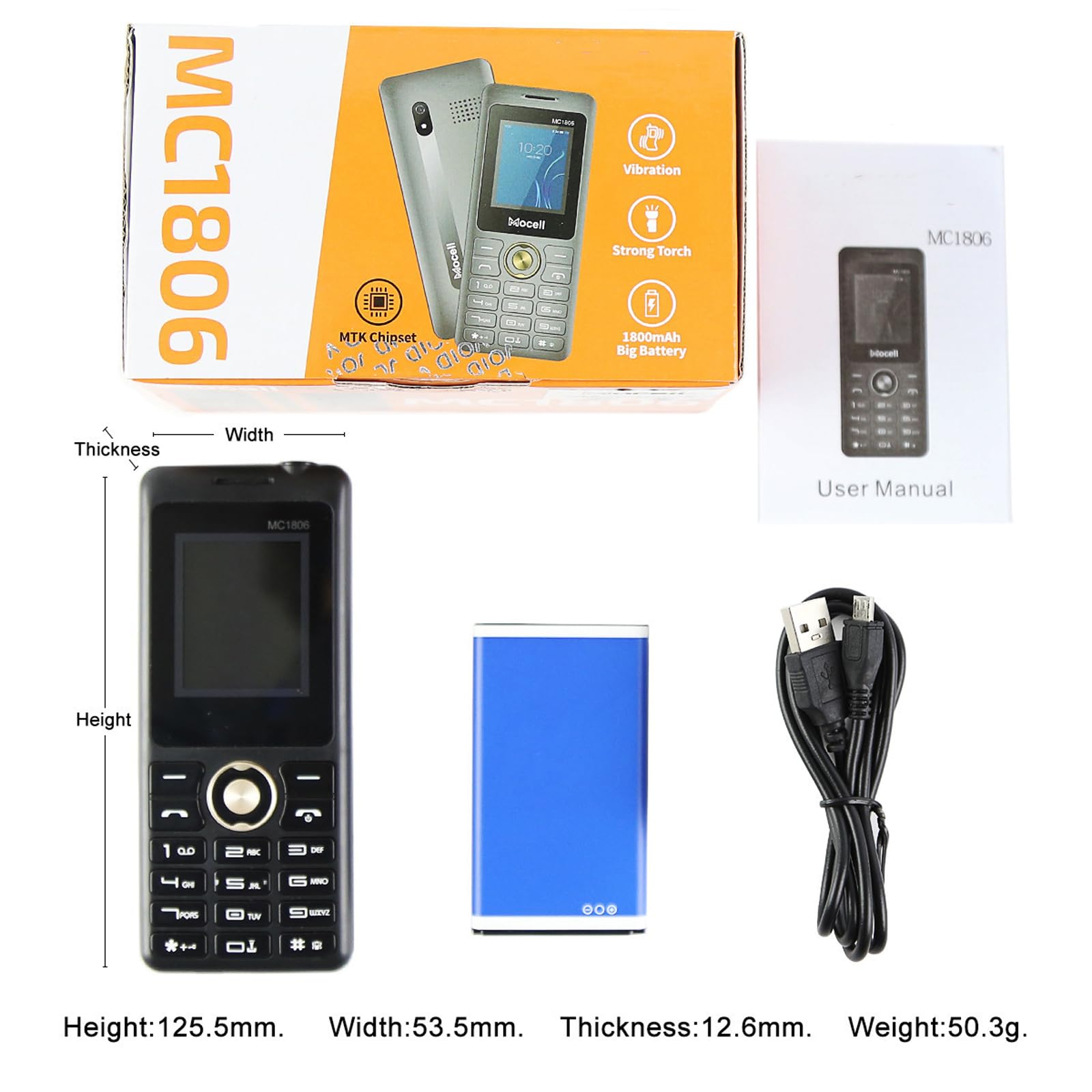 Podstawowy telefon komórkowy dla osób starszych, telefon komórkowy 2G z dużym przyciskiem, odblokowany, standard sygnału GSM, obsługa kart dual SIM + SD,Red