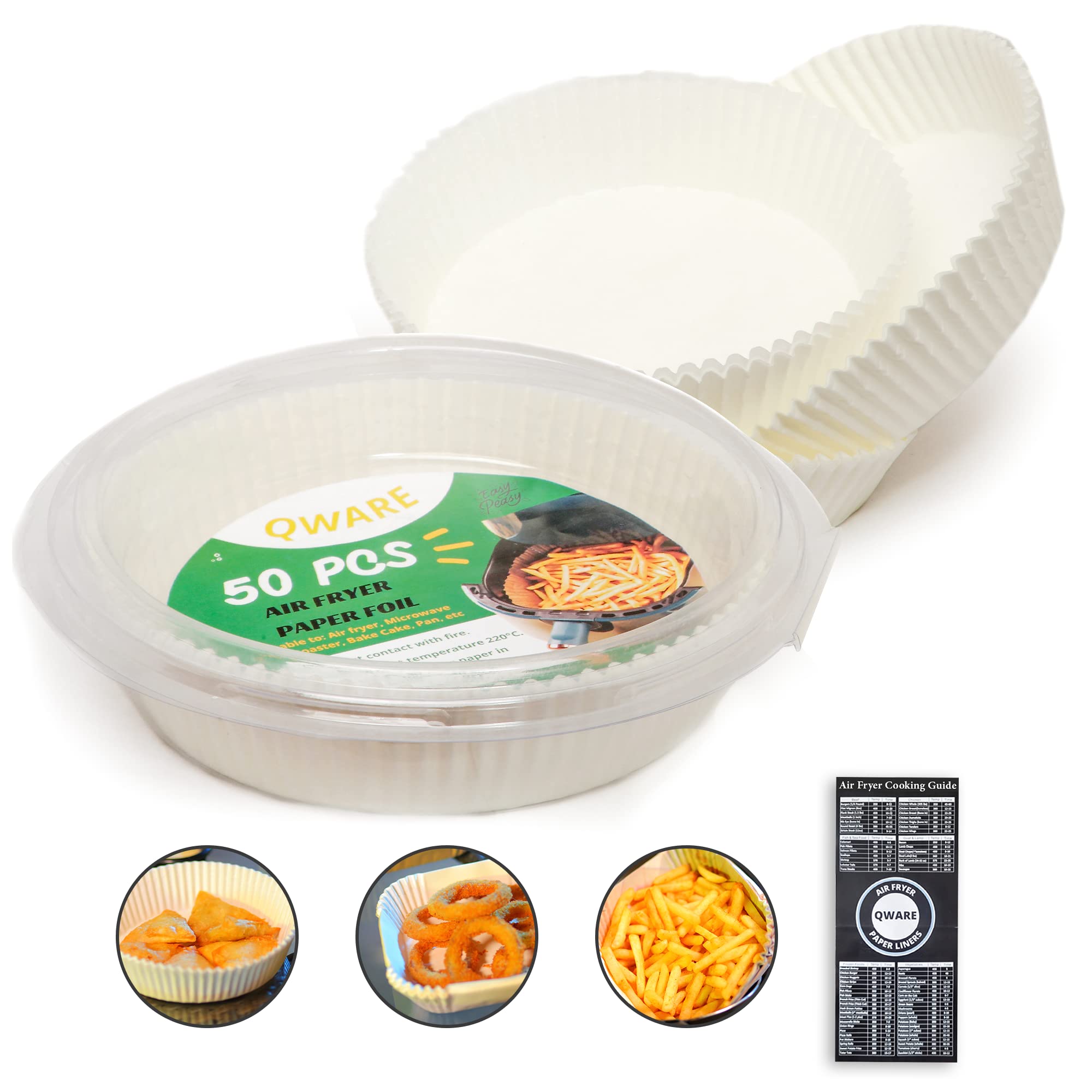 Qware Air Fryer Liners Disposable, 50Pcs Disposable Air Fryer Paper