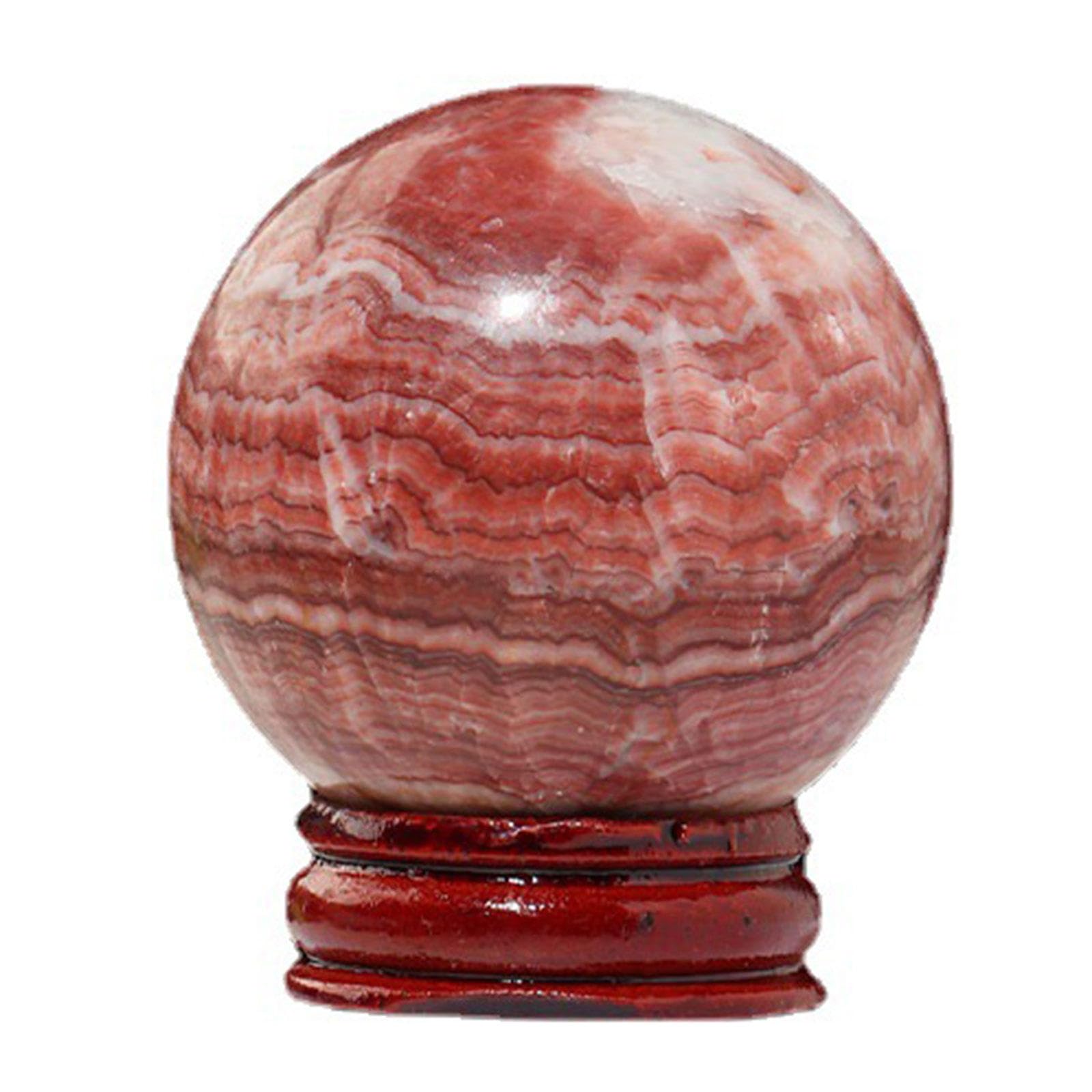 DPURPIWADY Gemstones Crafts Pork Stone Sphere Rhodochrosite Quartz Crystal Ball Hand Carved Home Feng Shui Ornaments, Gift Men Women,Diameter 3.5in