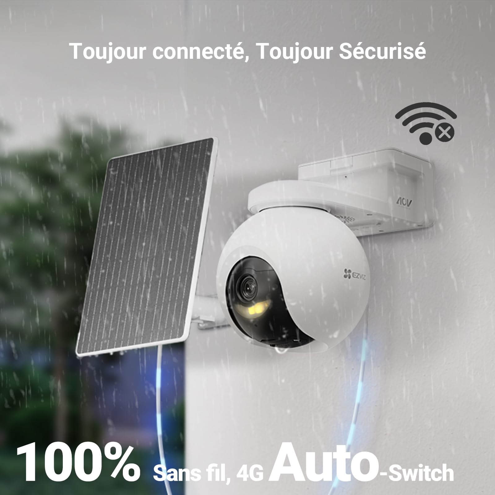 EZVIZ 4G LTE 4K Camera Surveillance WiFi exterieure sans Fil avec Panneau Solaire, 4G/Wi-FI basc.Auto, Mode AOV, Détection 20+ Formes d'animaux, Humaine/véhicule, 360° PTZ, EB8 Pro 4G 8MP Kit