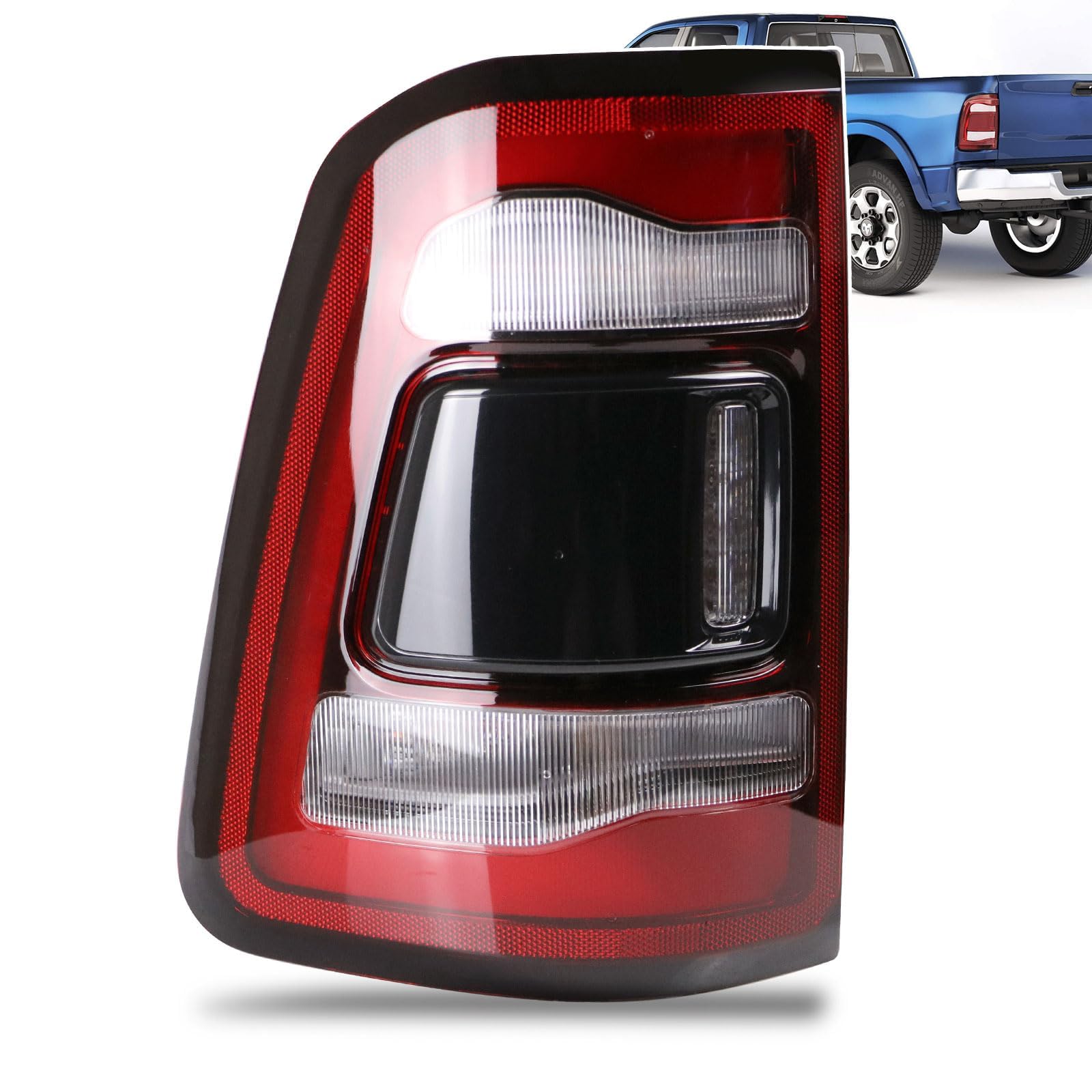 Photo 1 of Lathsy LED Tail Lights Red Cover with Blind Spot Detection Compatible With 2019-2023 Dodge Ram 2500 Right Passenger Side Replace:68361720AH (Module not included)