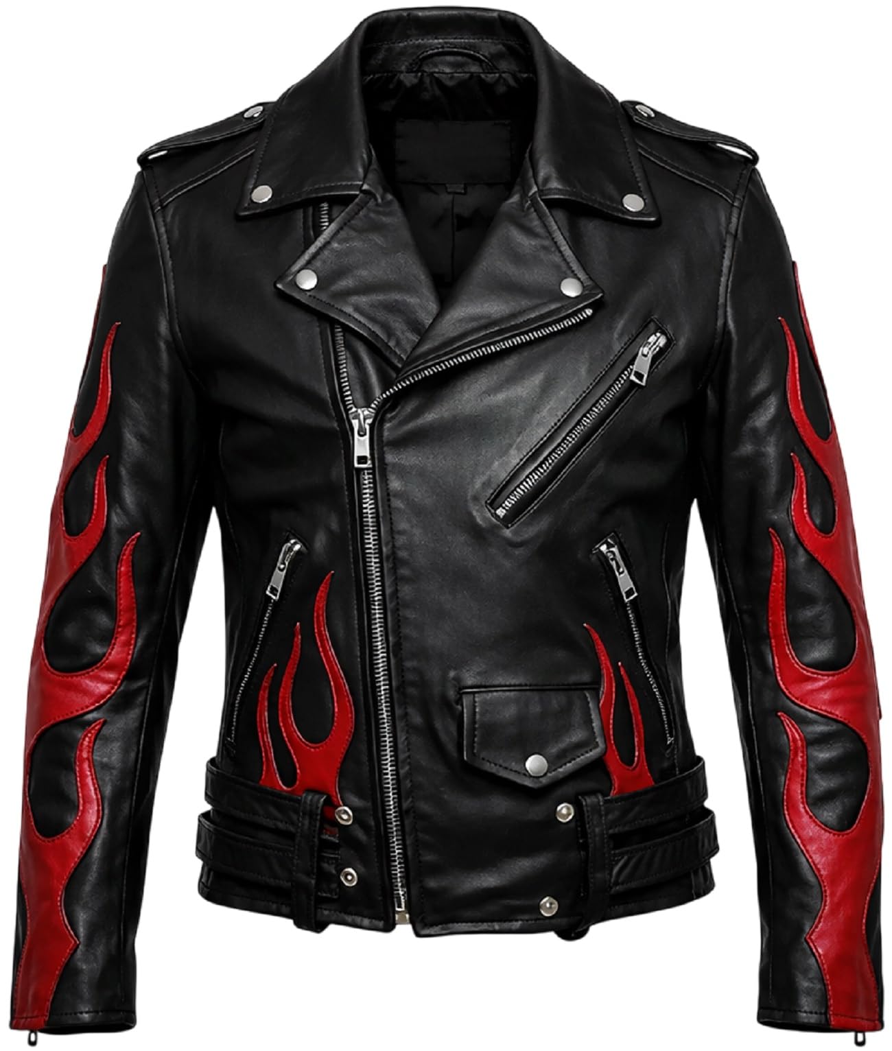 Chaqueta de cuero para motociclista estilo clásico gótico punk rock para hombre