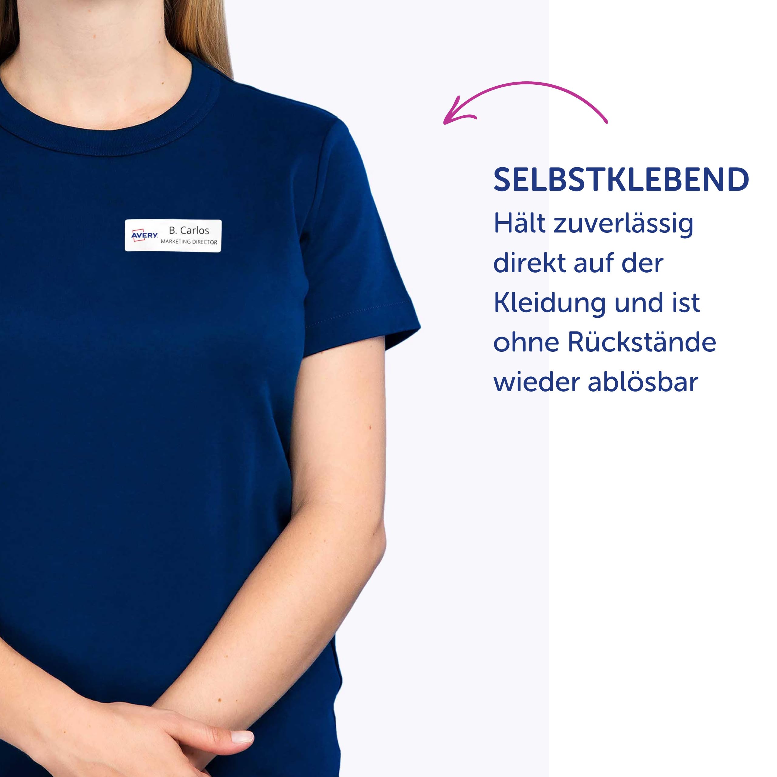 AVERY Zweckform L4783-20 Namensetiketten (320 Namensaufkleber, 88,9x31mm auf A4, selbstklebend, bedruckbare Textiletiketten aus Acetatseide für Laserdrucker, rückstandsfrei ablösbar) 20 Blatt, weiß