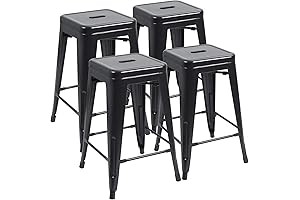 JUMMICO Stackable Bar Stools Set of 4, Industrial-chic Metal Barstools for Your Kitchen Island