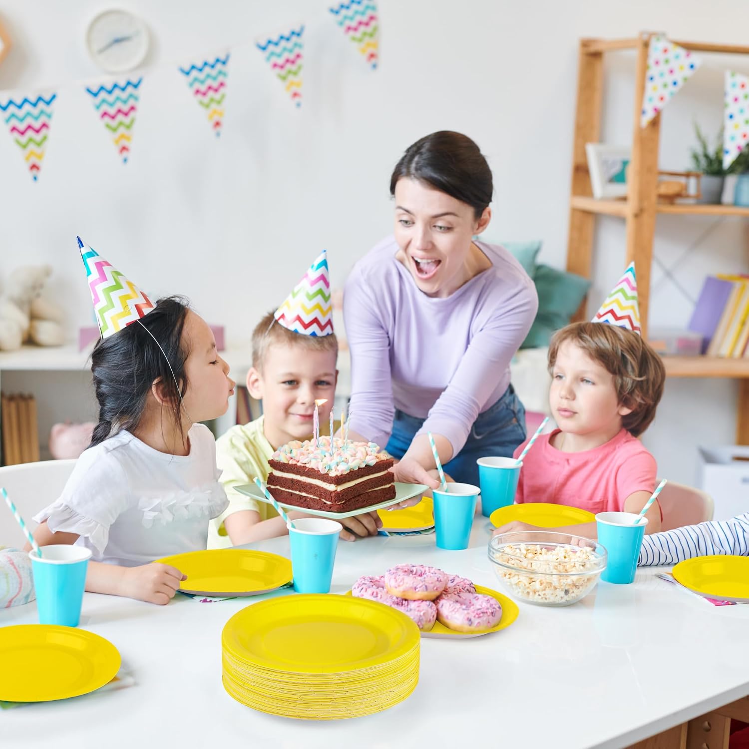 Breroa 72 Pcs Yellow Paper Plates 7 Inch Bulk Yellow Plates Disposable | Dessert Plates Heavy Duty Solid Color Paper Plates Table Decors Party Supply for Birthday Party, Dinner Table, Wedding