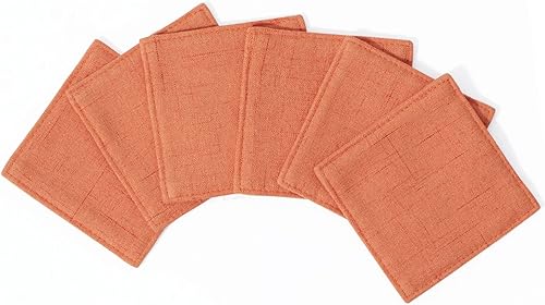 Miniatura 2 de Camruntius - Juego de 6 posavasos absorbentes para bebidas, cuadrados de 4 pulgadas, 100 % tela de algodón, posavasos para mesa de café, escritorio