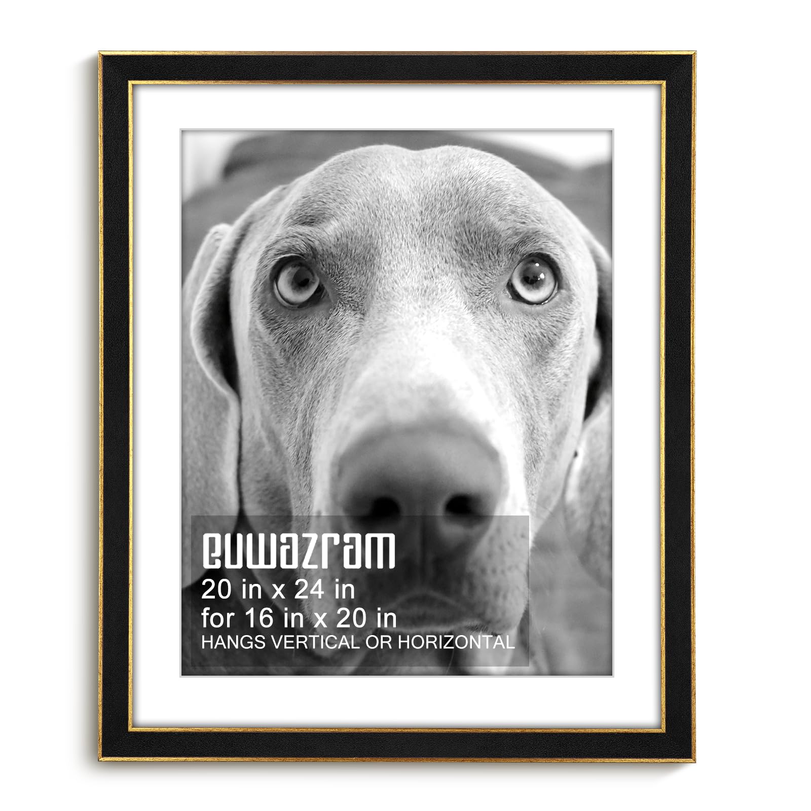 Cadre simple en daim 50,8x61cm noir élégant pour sublimation d'art