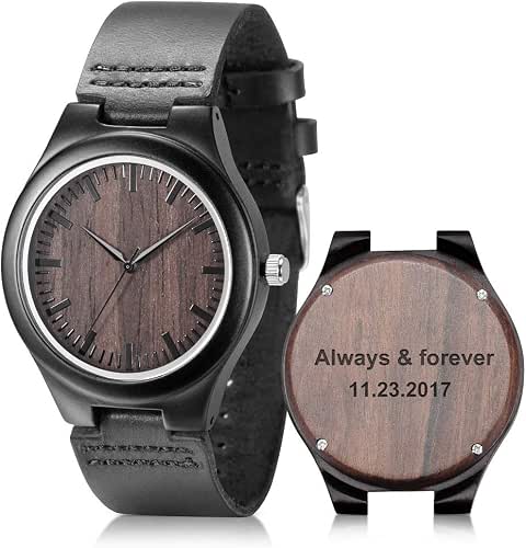 UMIPHIMAT Engraved Wooden Watches for Men - Customized Wood Wrist
